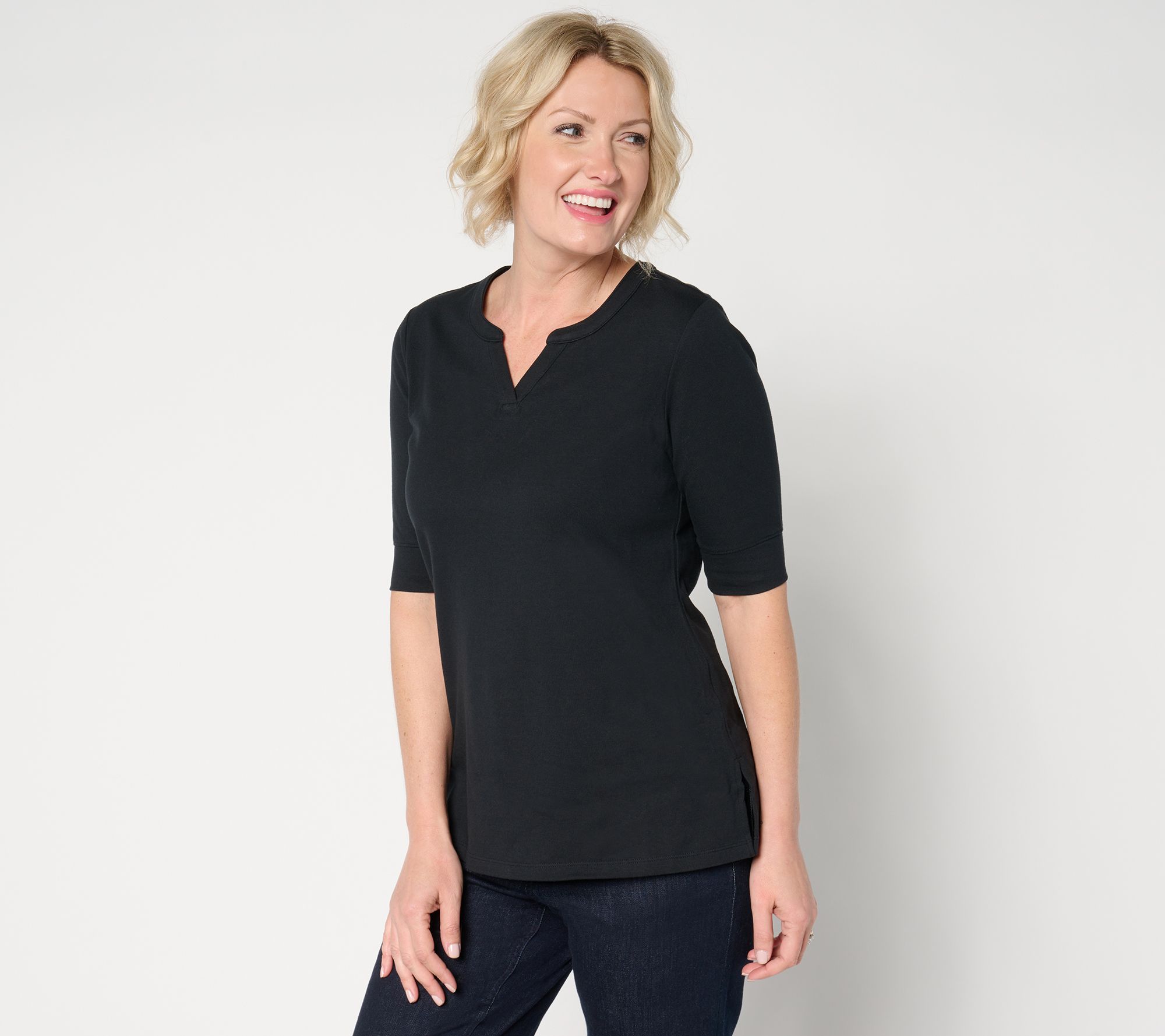 "As Is" Denim & Co. Essentials Regular Perfect Jersey Tunic