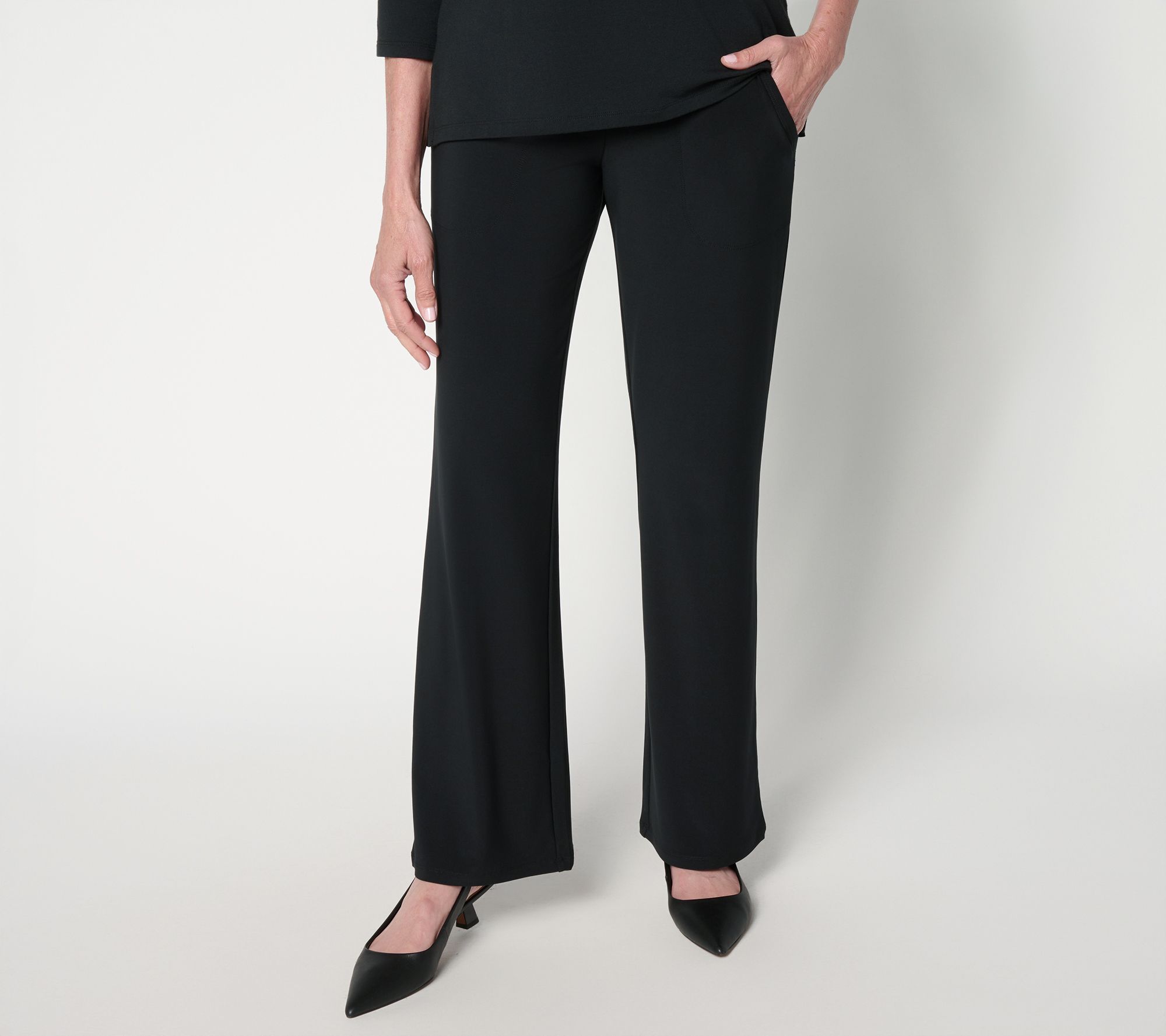 Attitudes by Renee Petite La Roma Jersey Crossover Waist Pants