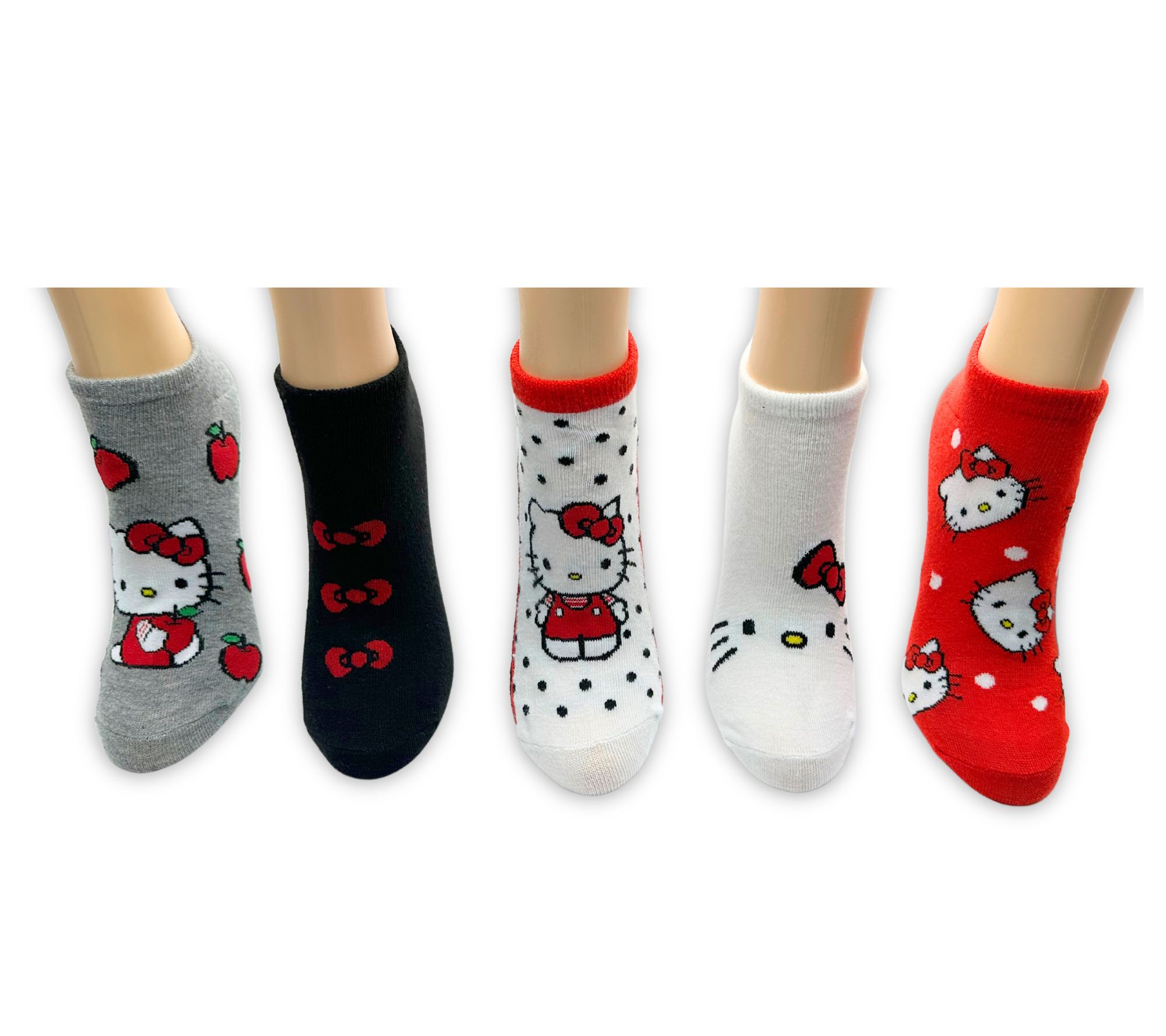 Hello Kitty Ladies' Set of 5 Novelty No-Show Socks