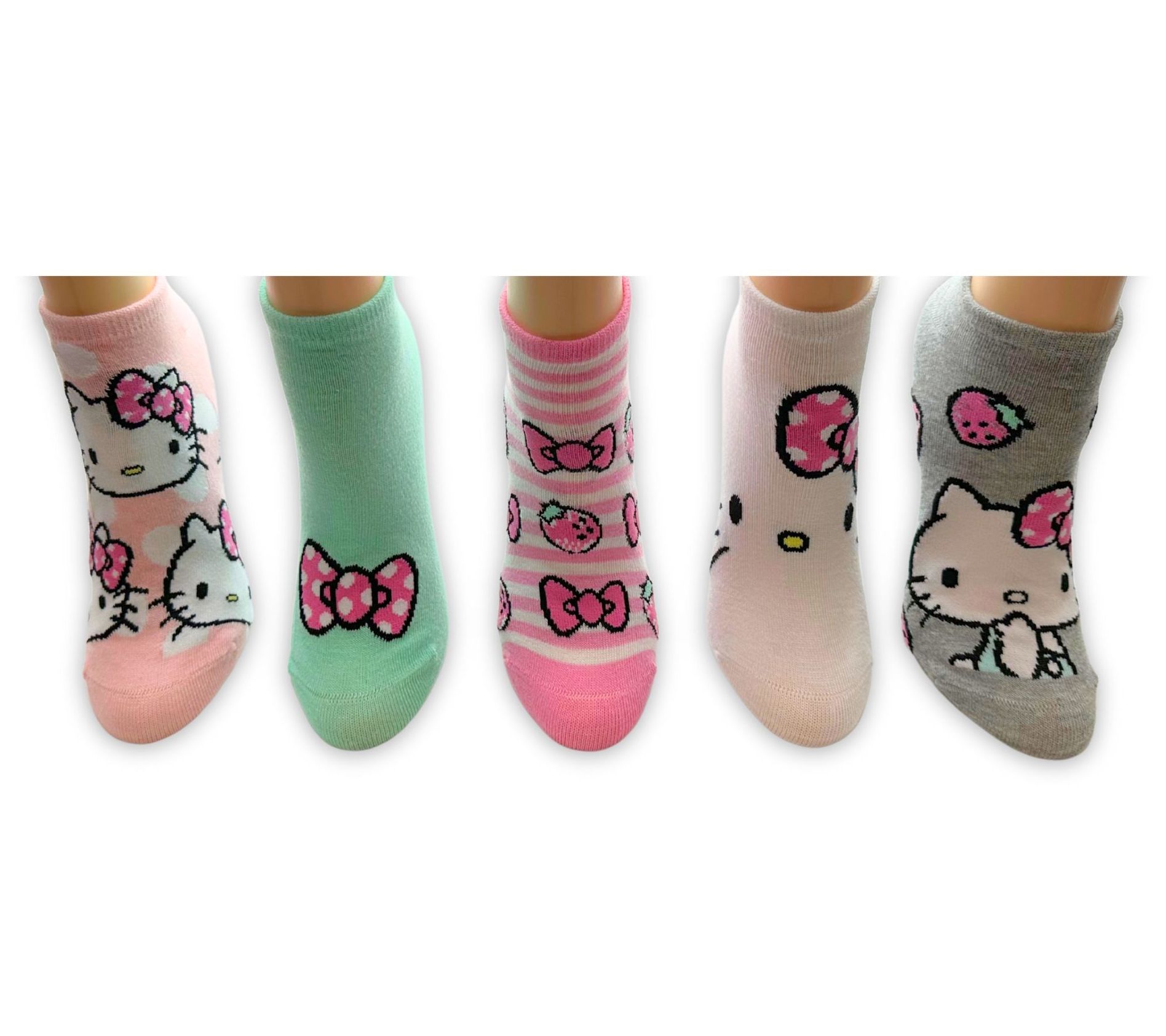 Hello Kitty Ladies' Set of 5 Novelty No-Show Socks