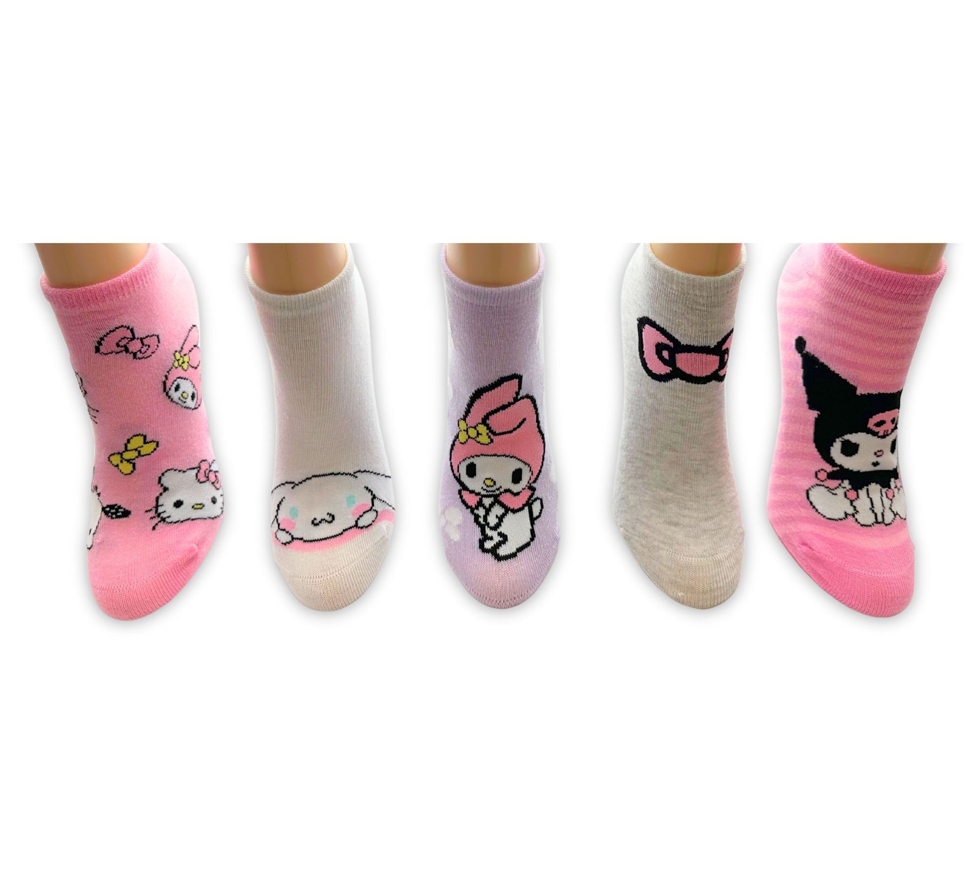 Hello Kitty Ladies' Set of 5 Novelty No-Show Socks