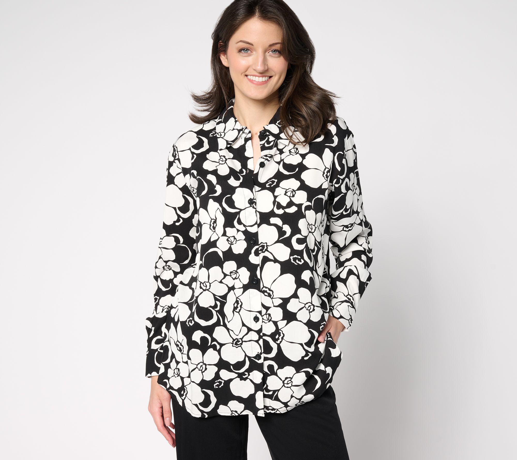 "As Is" Brandis Dress Out Loud Duet Dressing Long Slv Printed Blouse