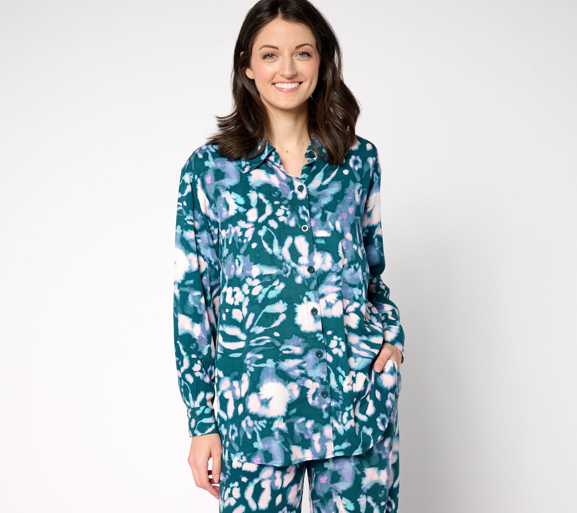 "As Is" Brandis Dress Out Loud Duet Dressing Long Slv Printed Blouse