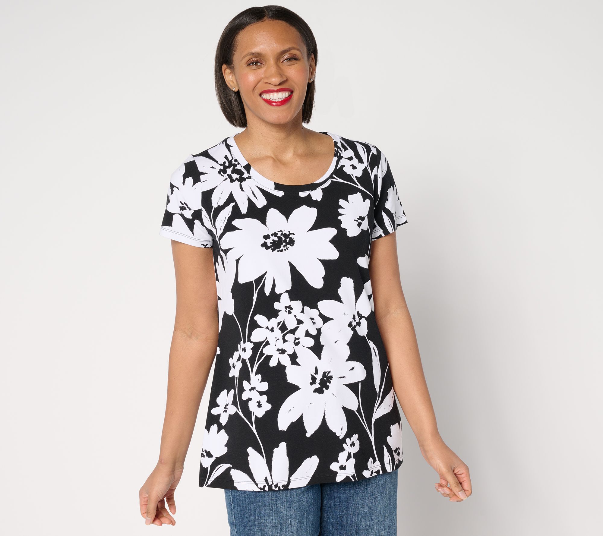 "As Is" Belle by Kim Gravel Primabelle Knit Born to Bloom Scoop Neck Top