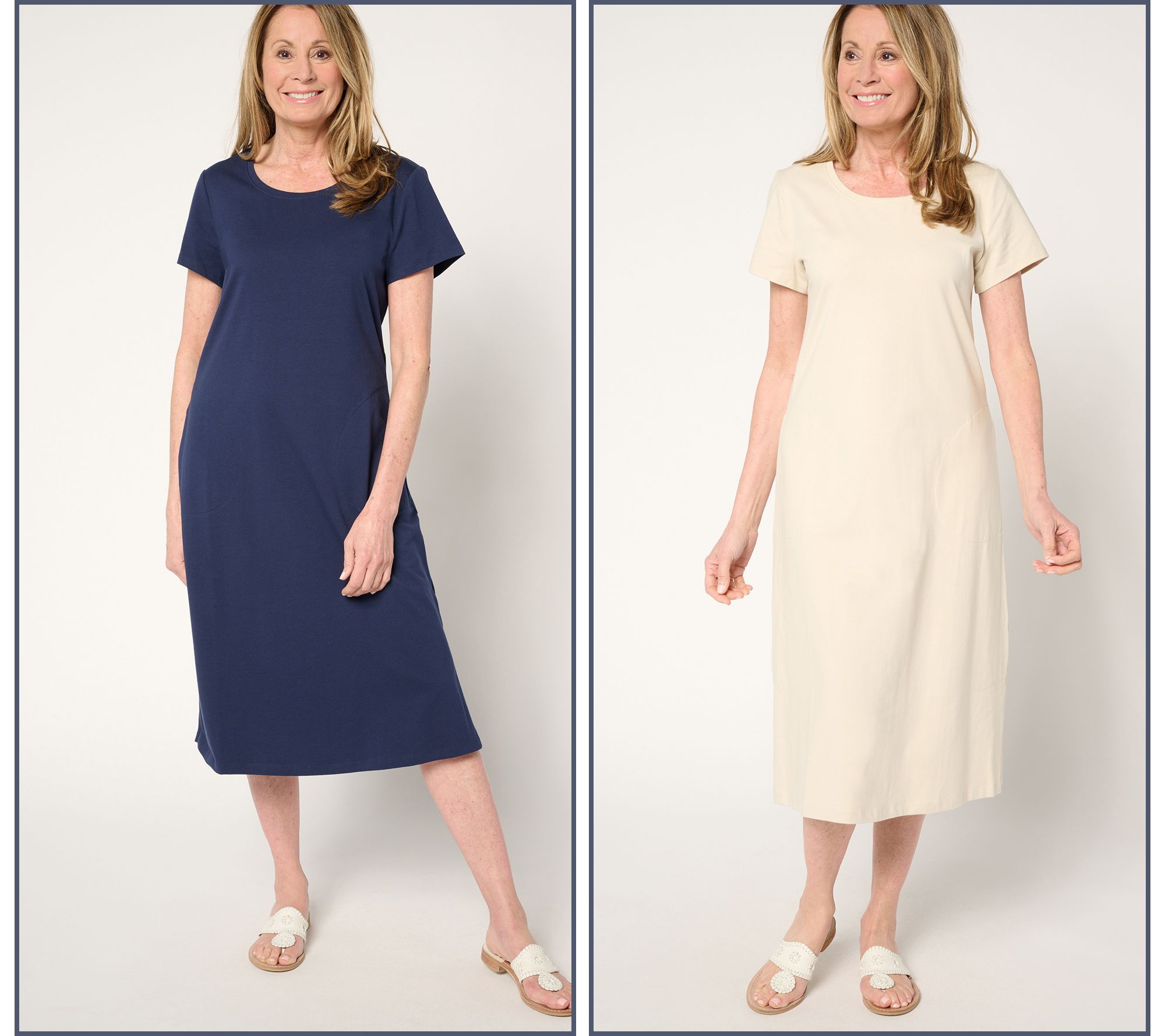 "As Is" Denim & Co. Essentials Petite Perfect Jersey 2-Pack Dresses