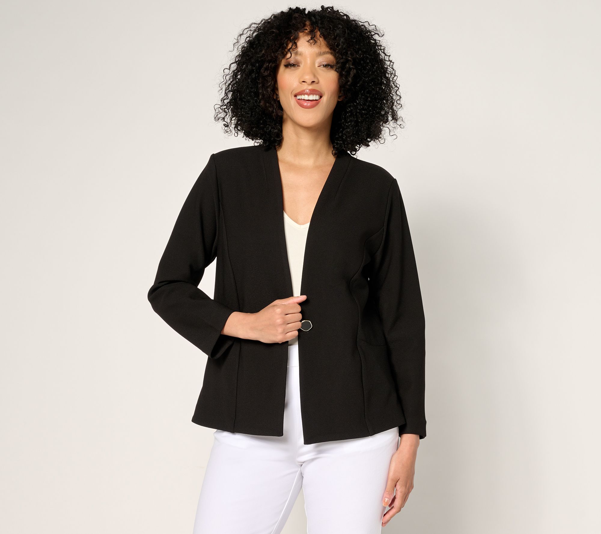 "As Is" Susan Graver Knit Crepe Fusion Bracelet Sleeve Jacket