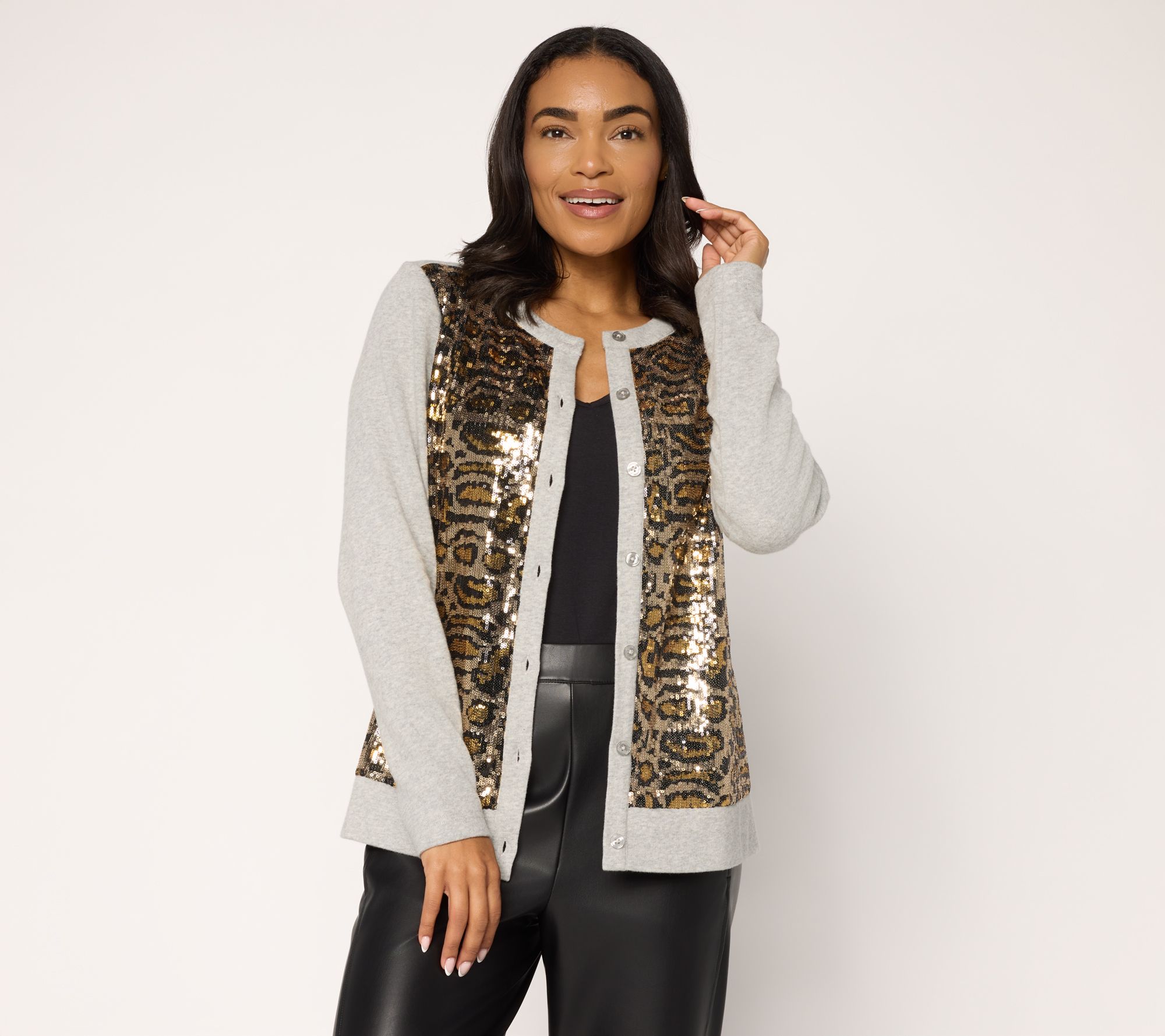 Jingle Belles by Kim Gravel Animal Chic Sequin Cardigan