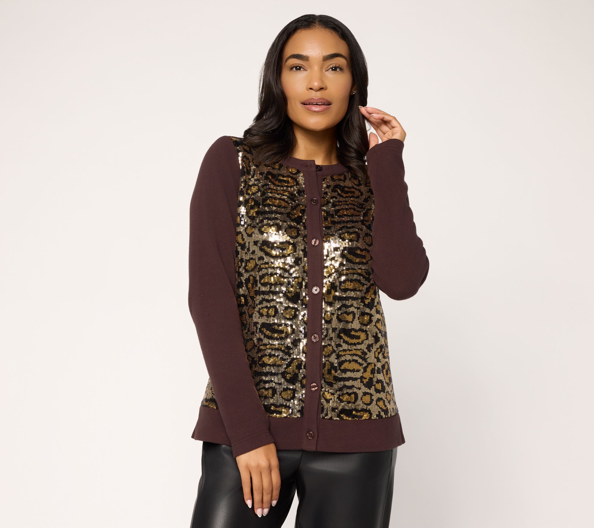 Jingle Belles by Kim Gravel Animal Chic Sequin Cardigan