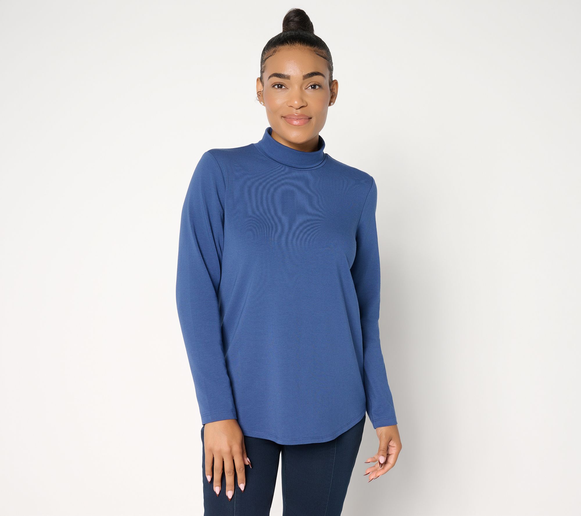 Susan Graver Essentials Comfy Cotton Turtleneck Top