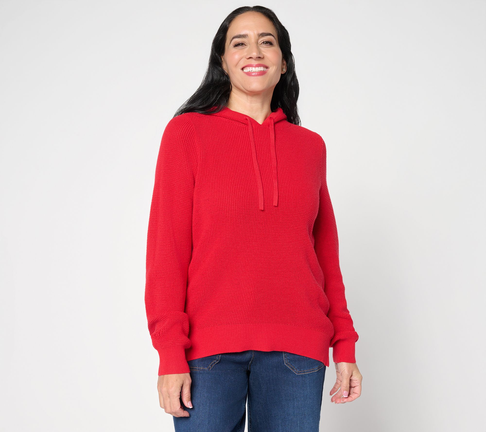 Belle by Kim Gravel Waffle Stitch Clean & Classic Hoodie Sweater