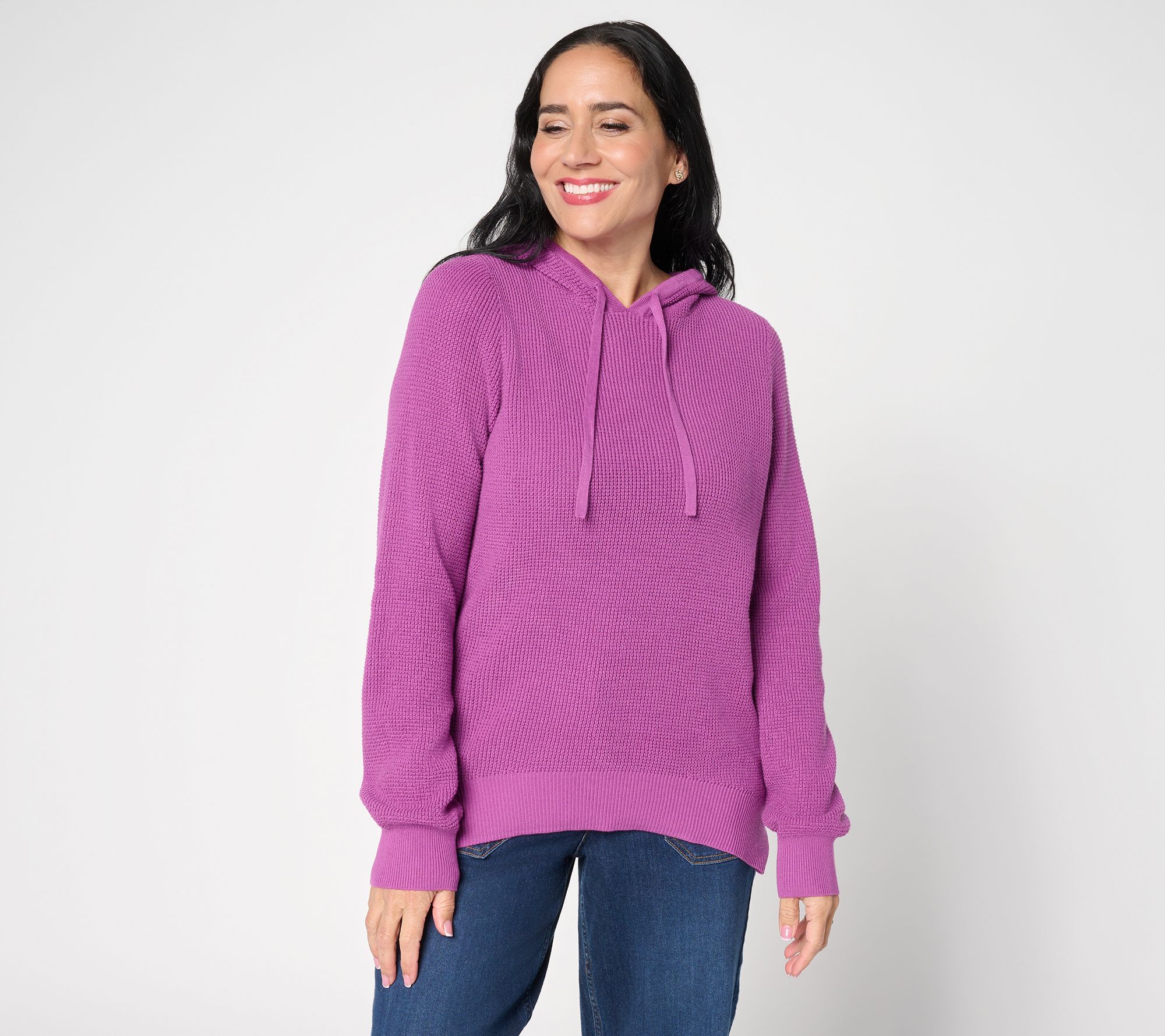 Belle by Kim Gravel Waffle Stitch Clean & Classic Hoodie Sweater