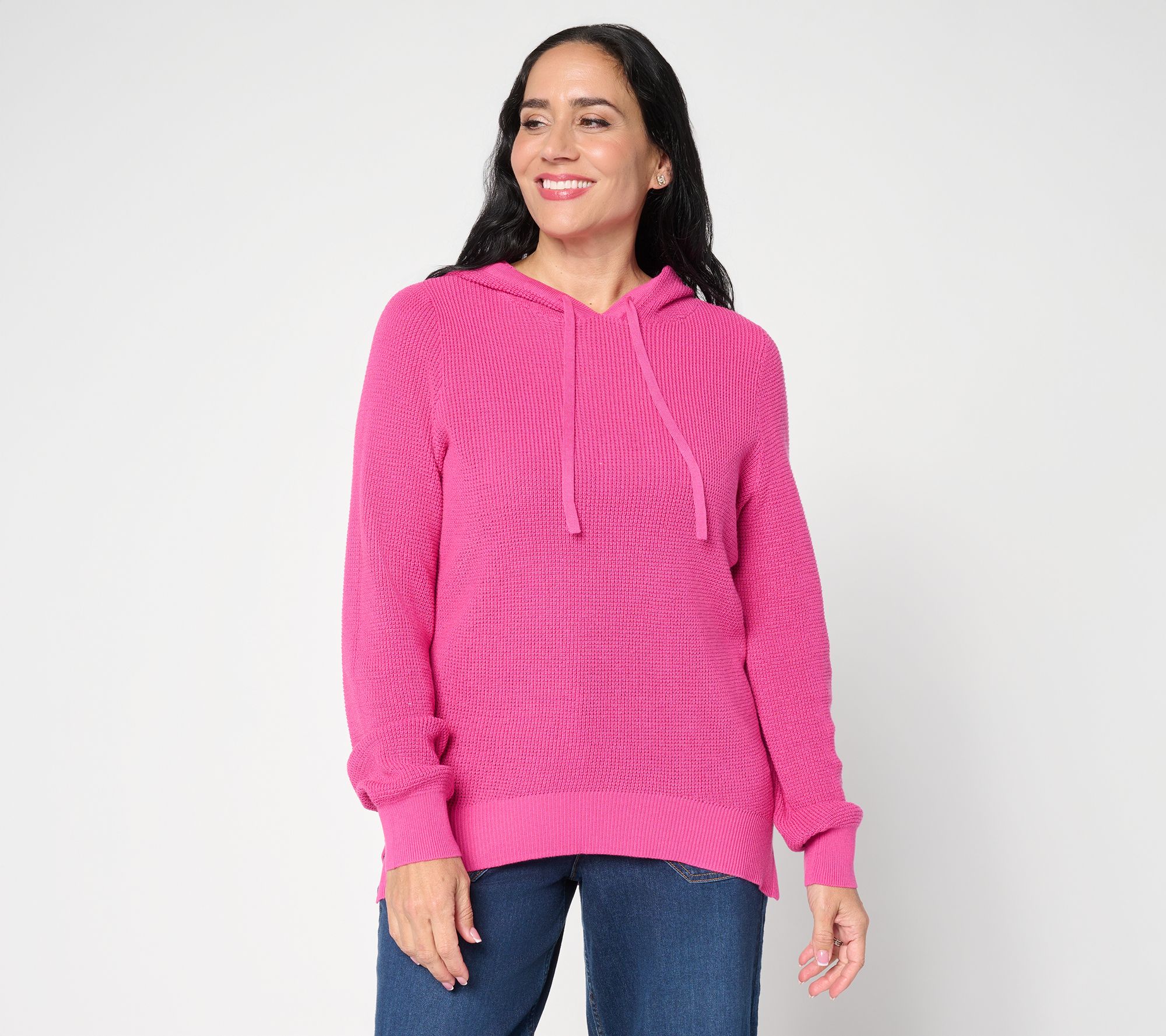 Belle by Kim Gravel Waffle Stitch Clean & Classic Hoodie Sweater