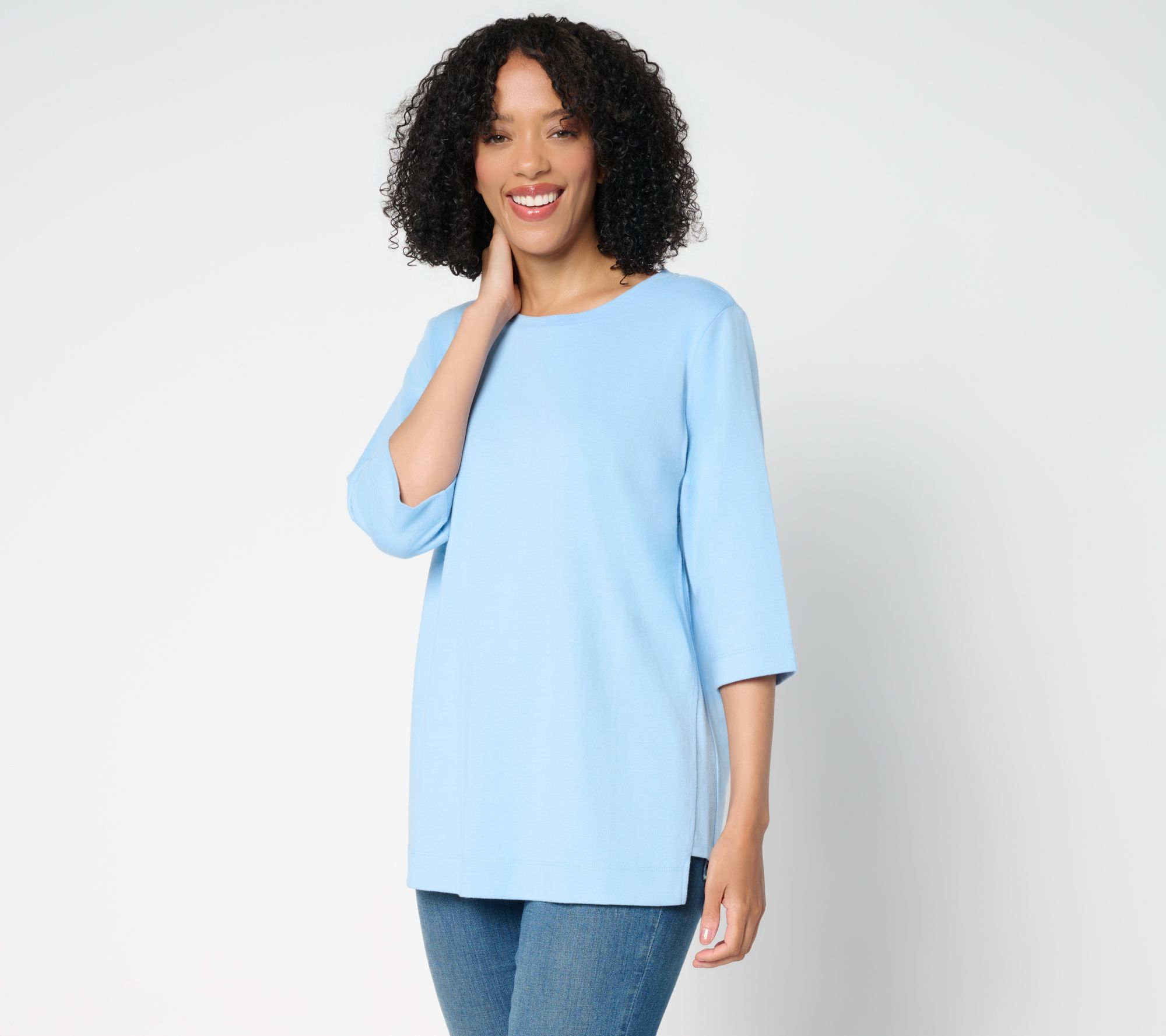 "As Is" Denim & Co. Essentials Regular 100% Cotton Jersey Tunic