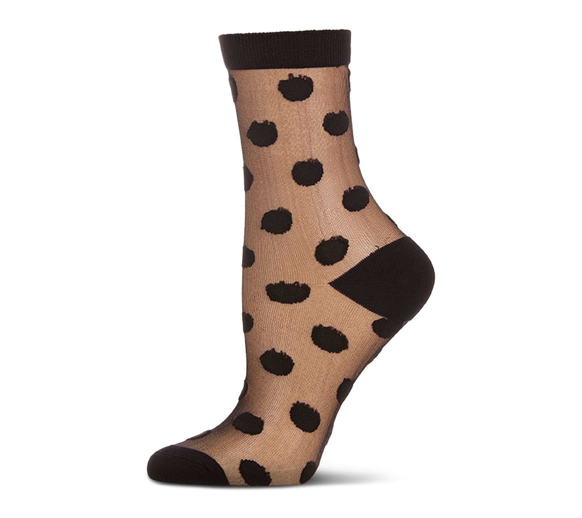  MeMoi Women's Sheer Polka Dot Crew Socks