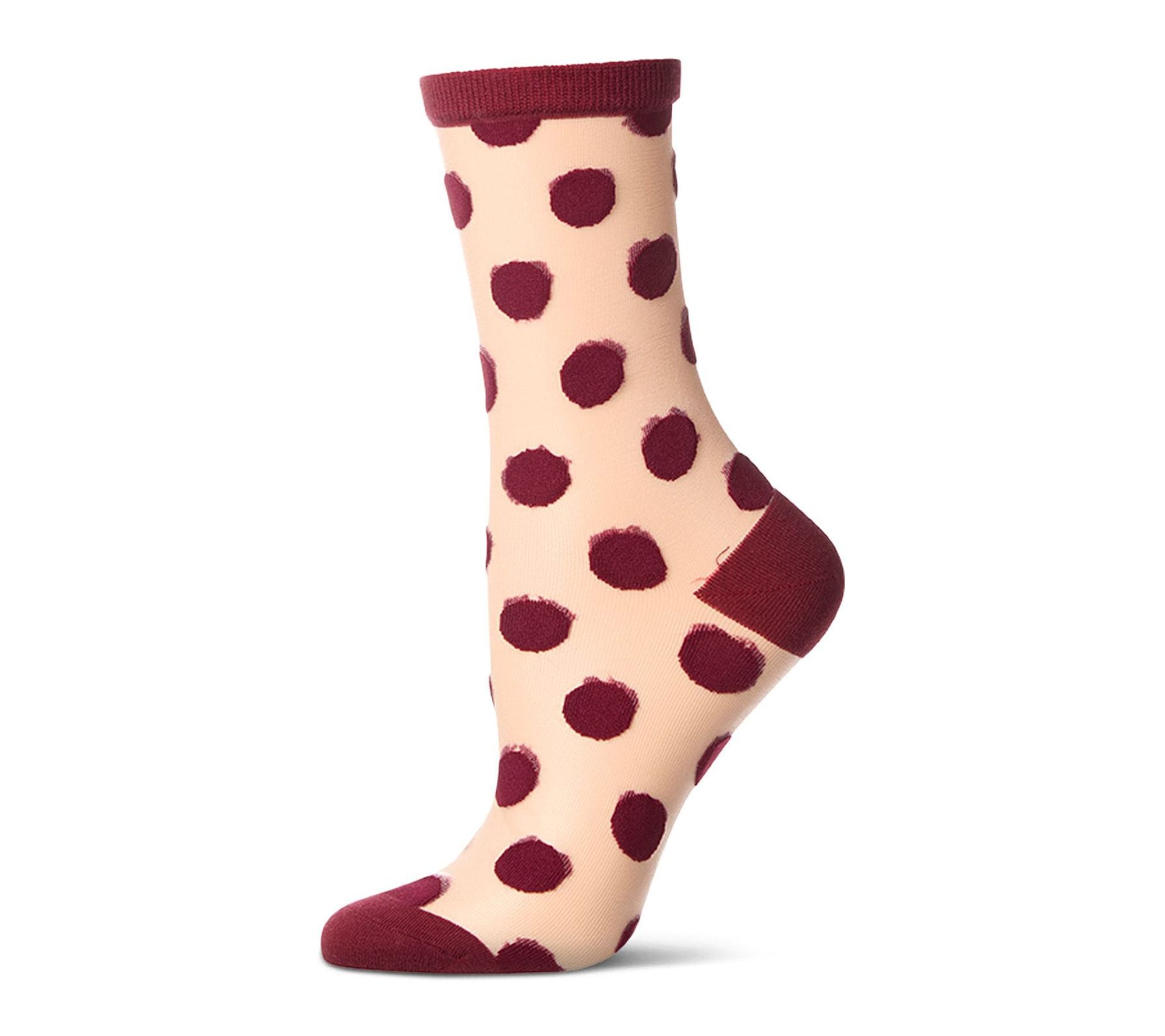 MeMoi Women's Sheer Polka Dot Crew Socks
