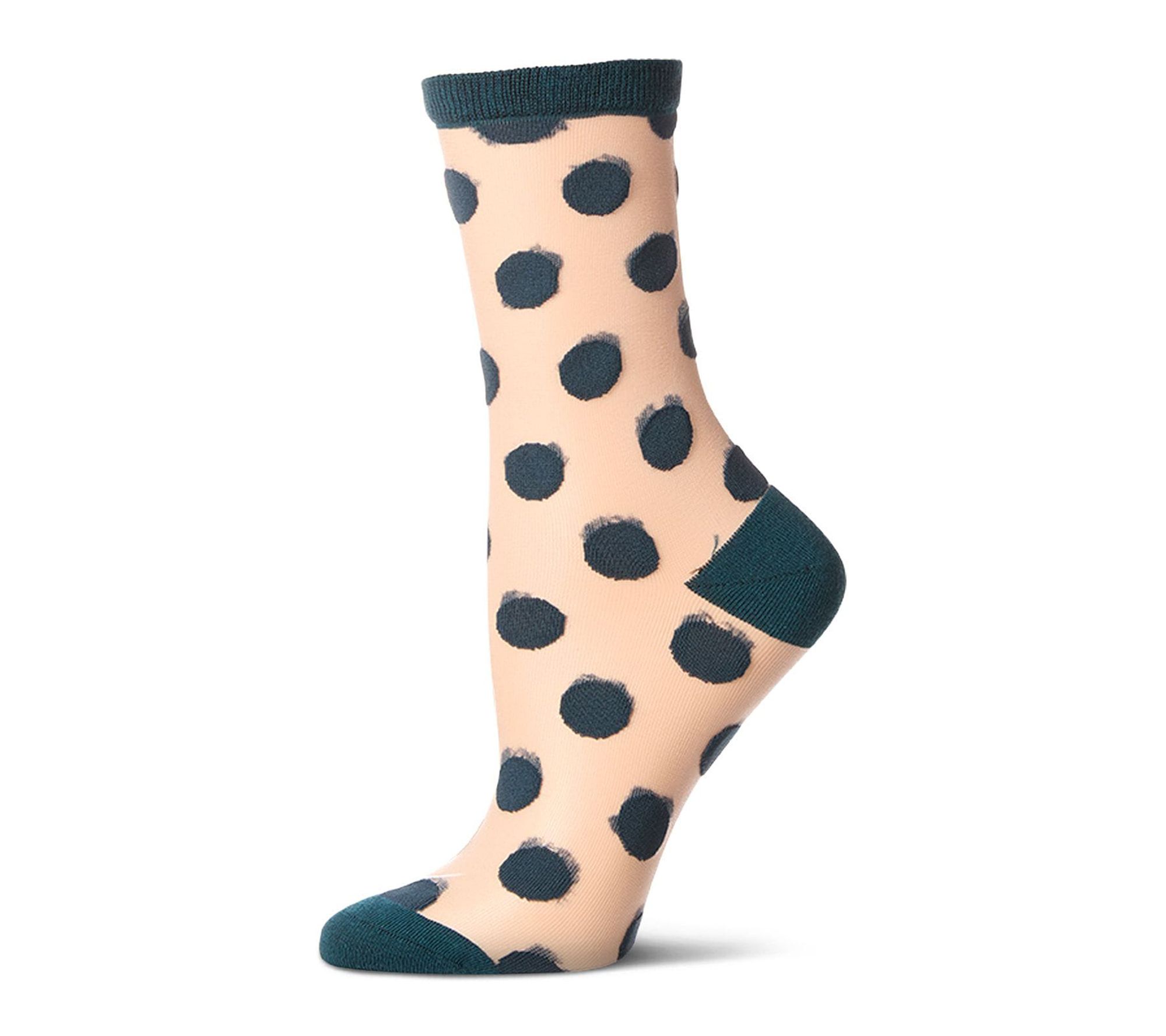 MeMoi Women's Sheer Polka Dot Crew Socks