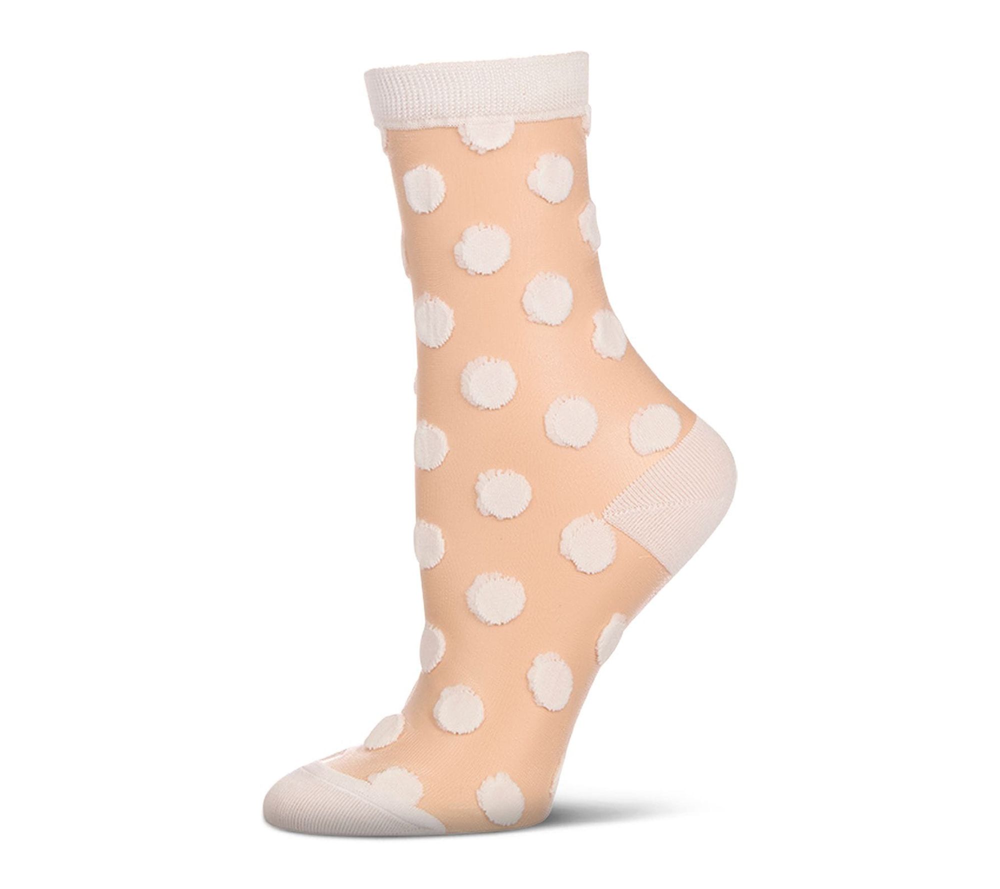 MeMoi Women's Sheer Polka Dot Crew Socks