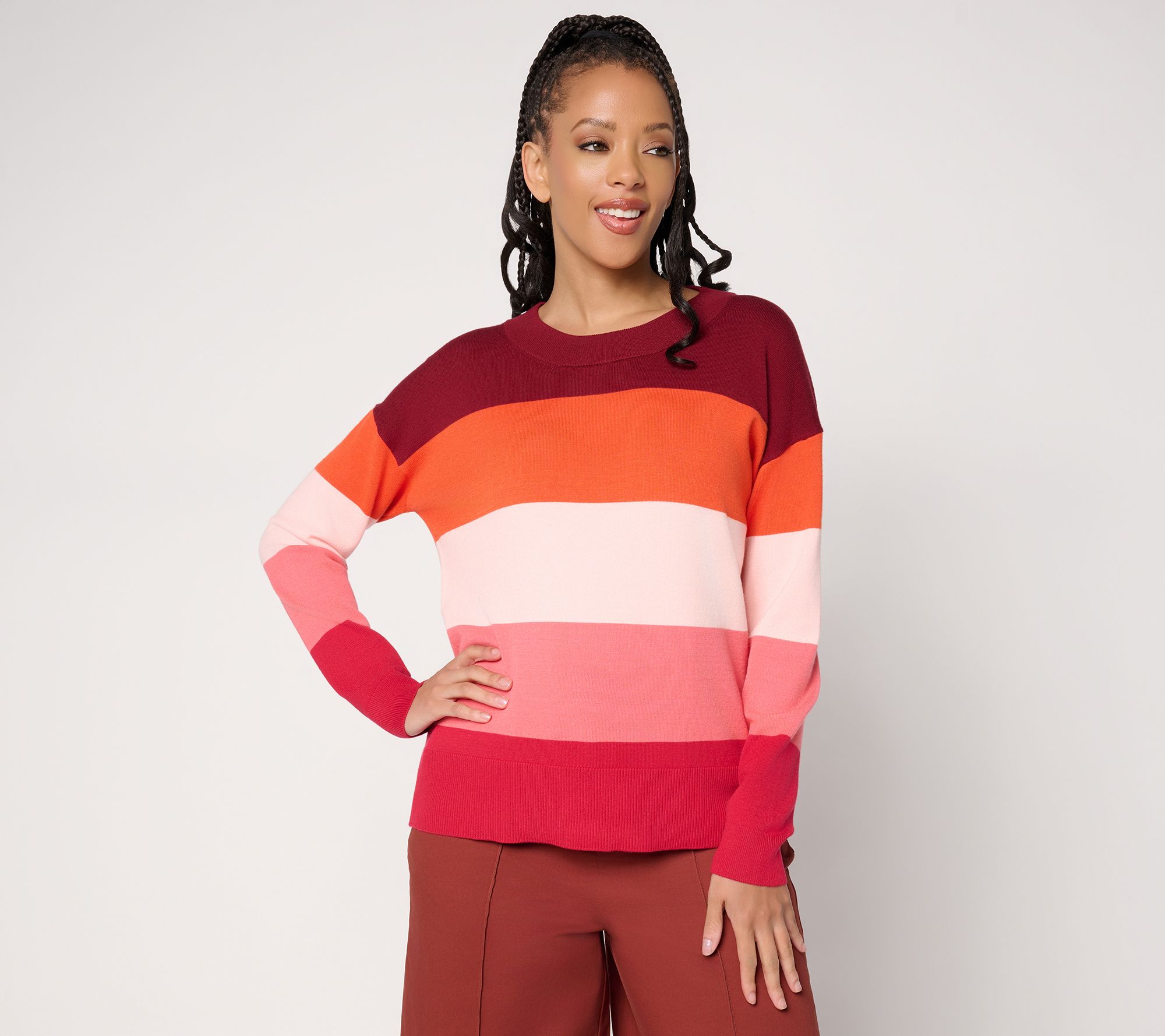 Carla Rockmore Collection Seasonless Yarn Color Block Sweater