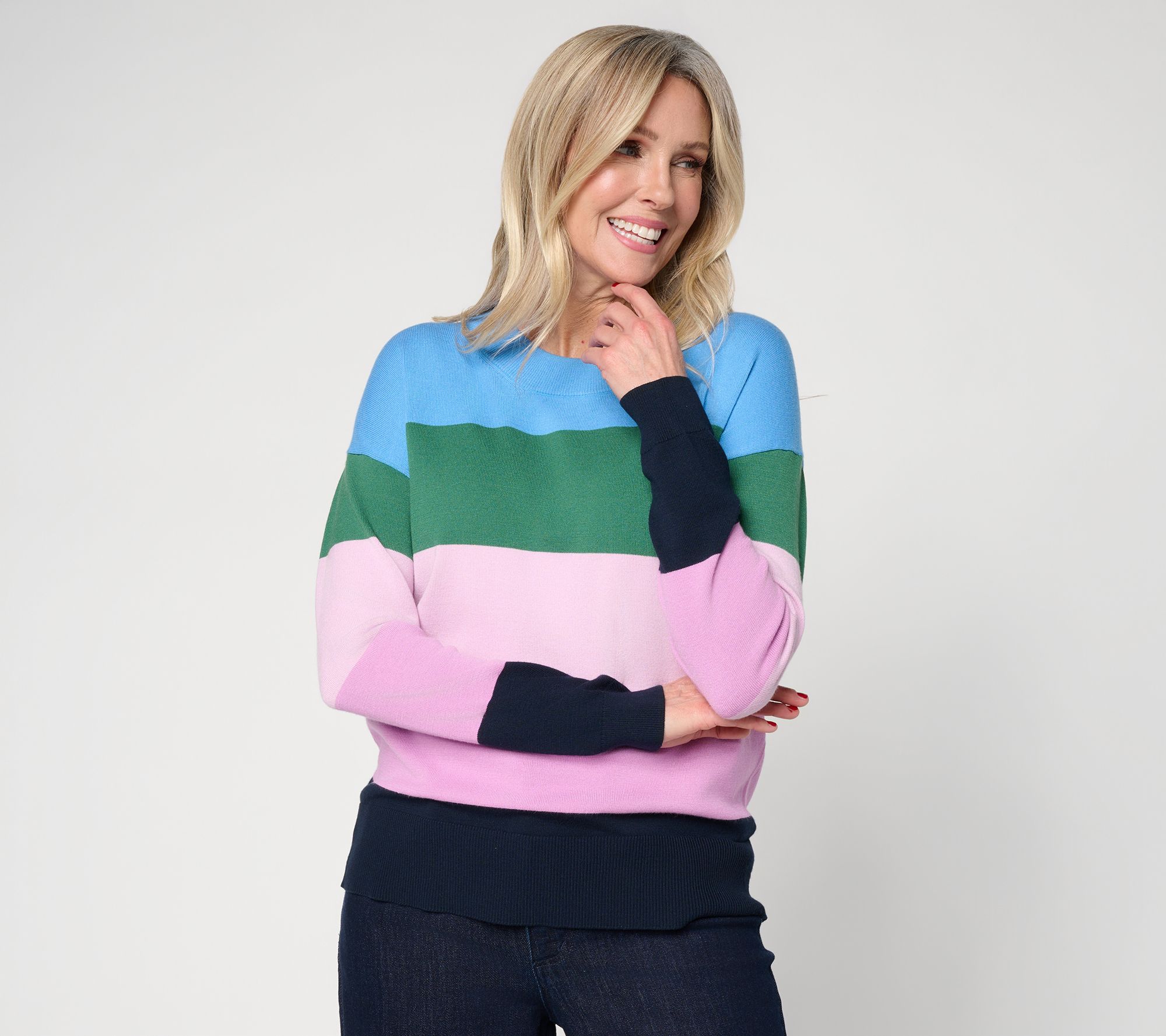 Carla Rockmore Collection Seasonless Yarn Color Block Sweater
