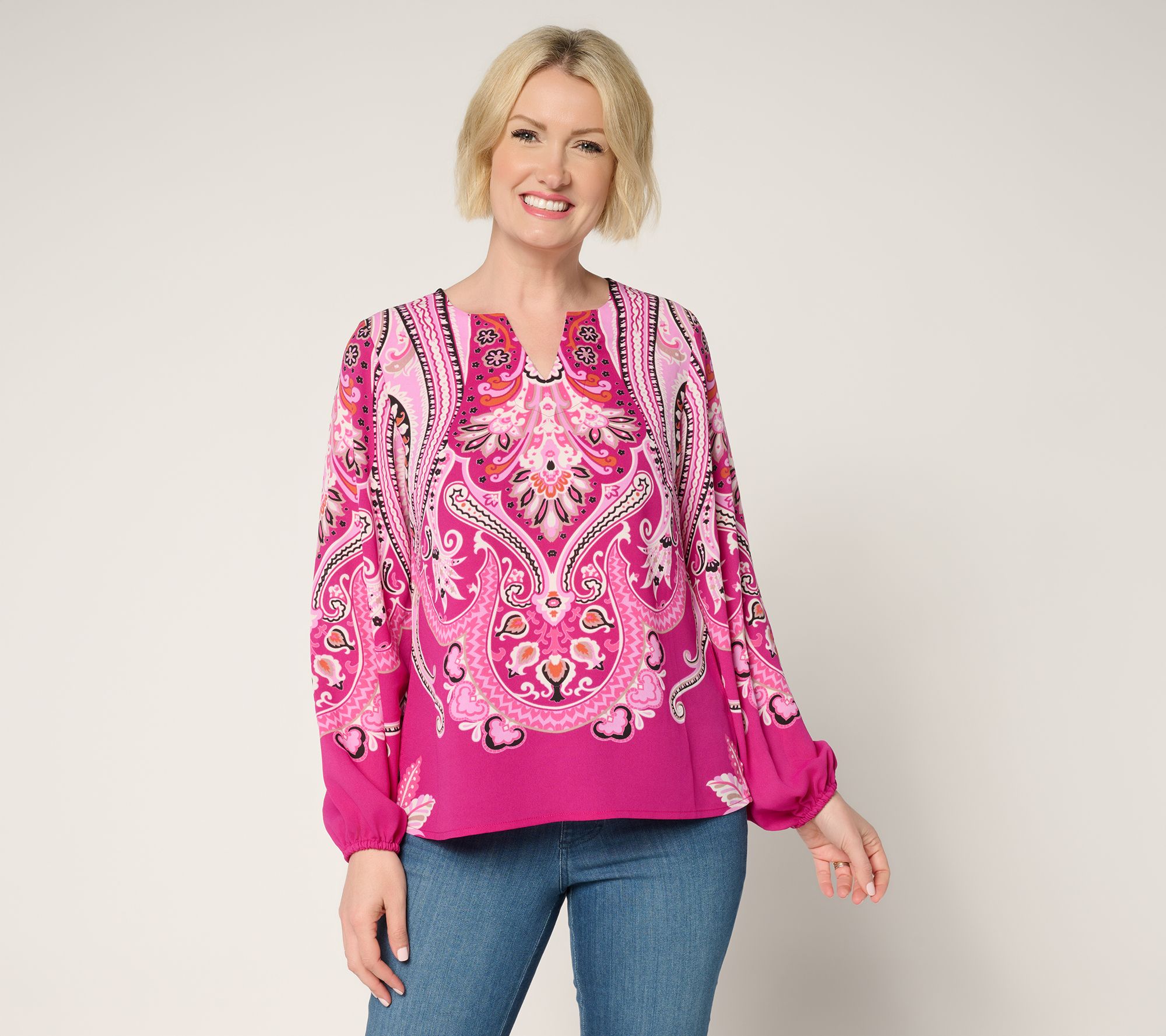 As Is Belle by Kim Gravel Spicy Medallion Print Blouse