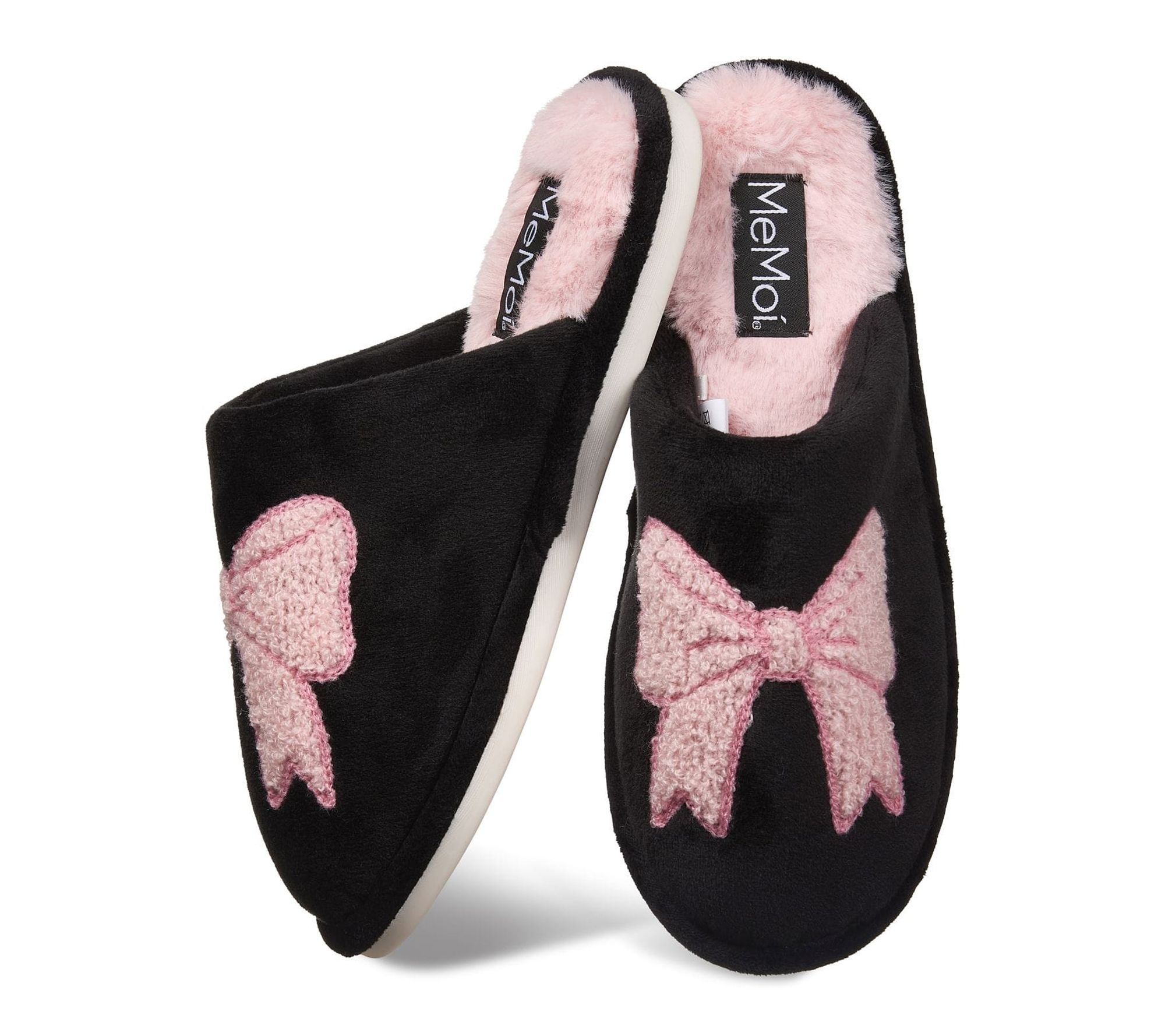 Memoi Women's Bow Plush Memory Foam Slippers