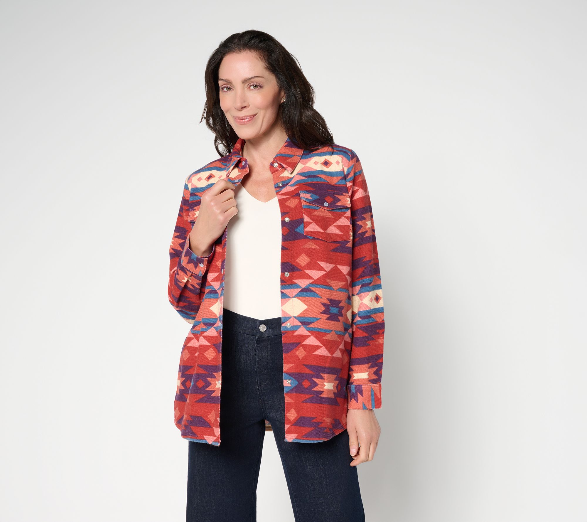 "As Is" Denim & Co. Canyon Retreat Regular Jacquard Shacket