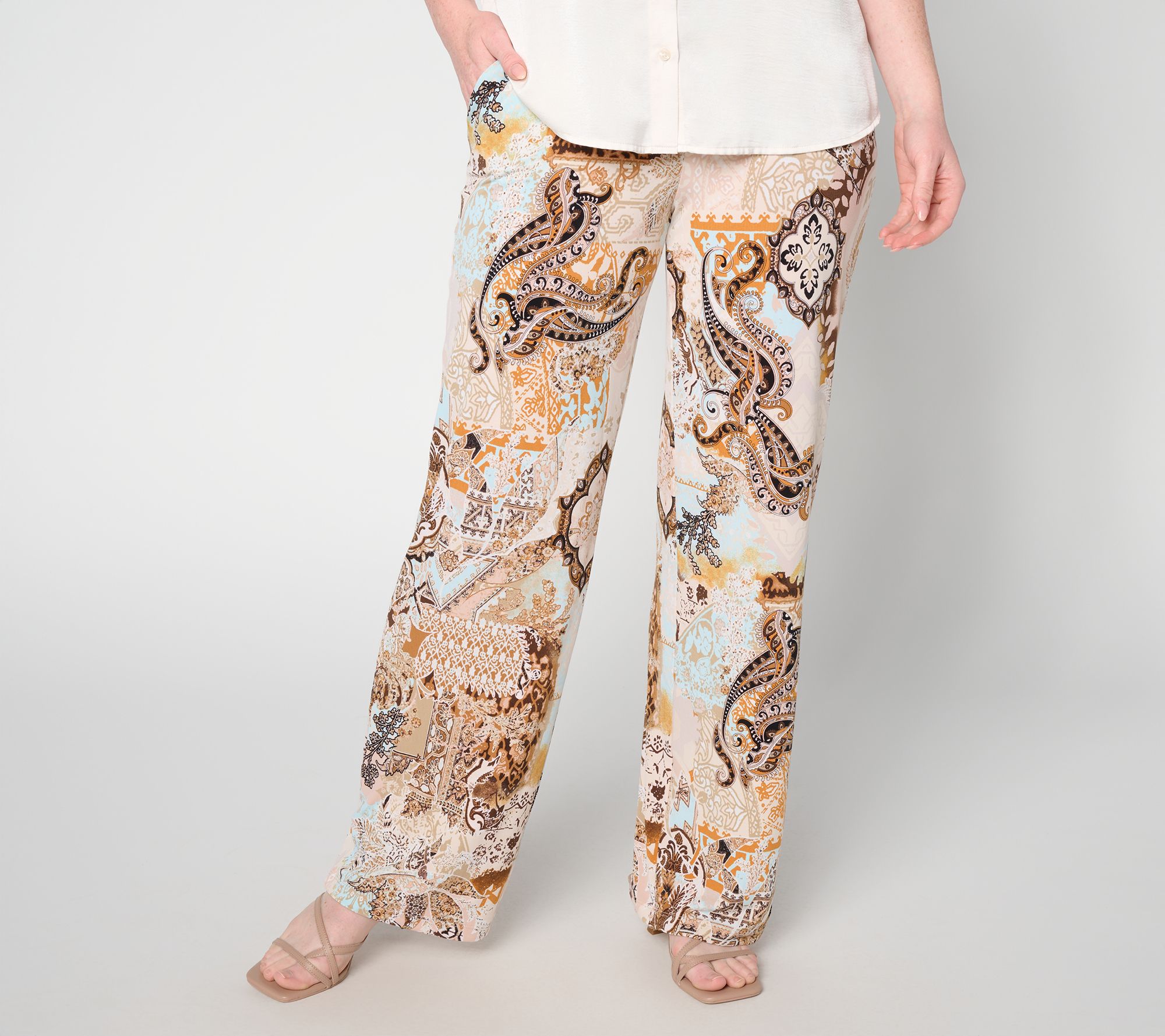 Dennis Basso Petite Printed Italia Knit Pants