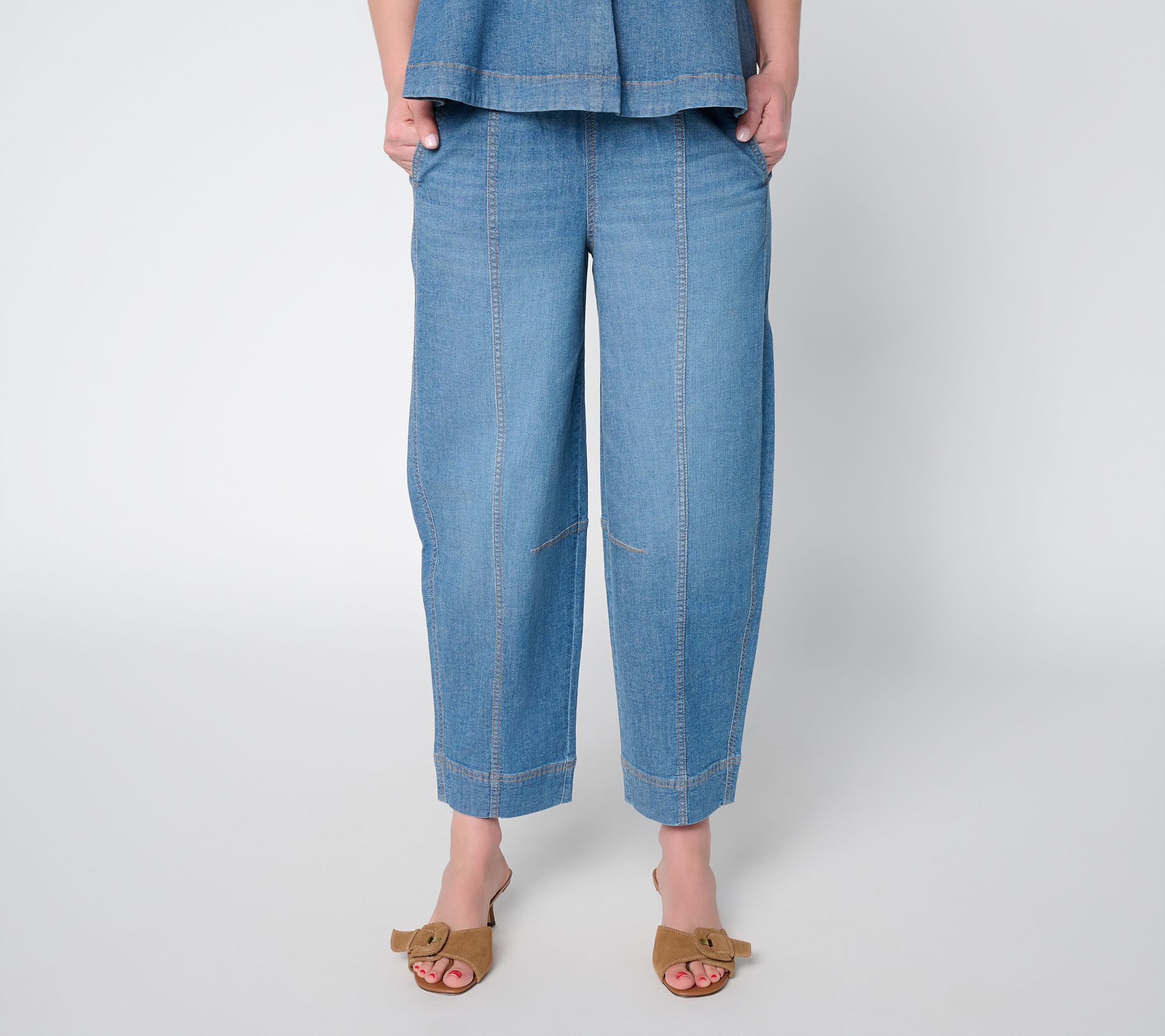 Carla Rockmore Collection Petite Tapered Stretch Denim Ankle Pants
