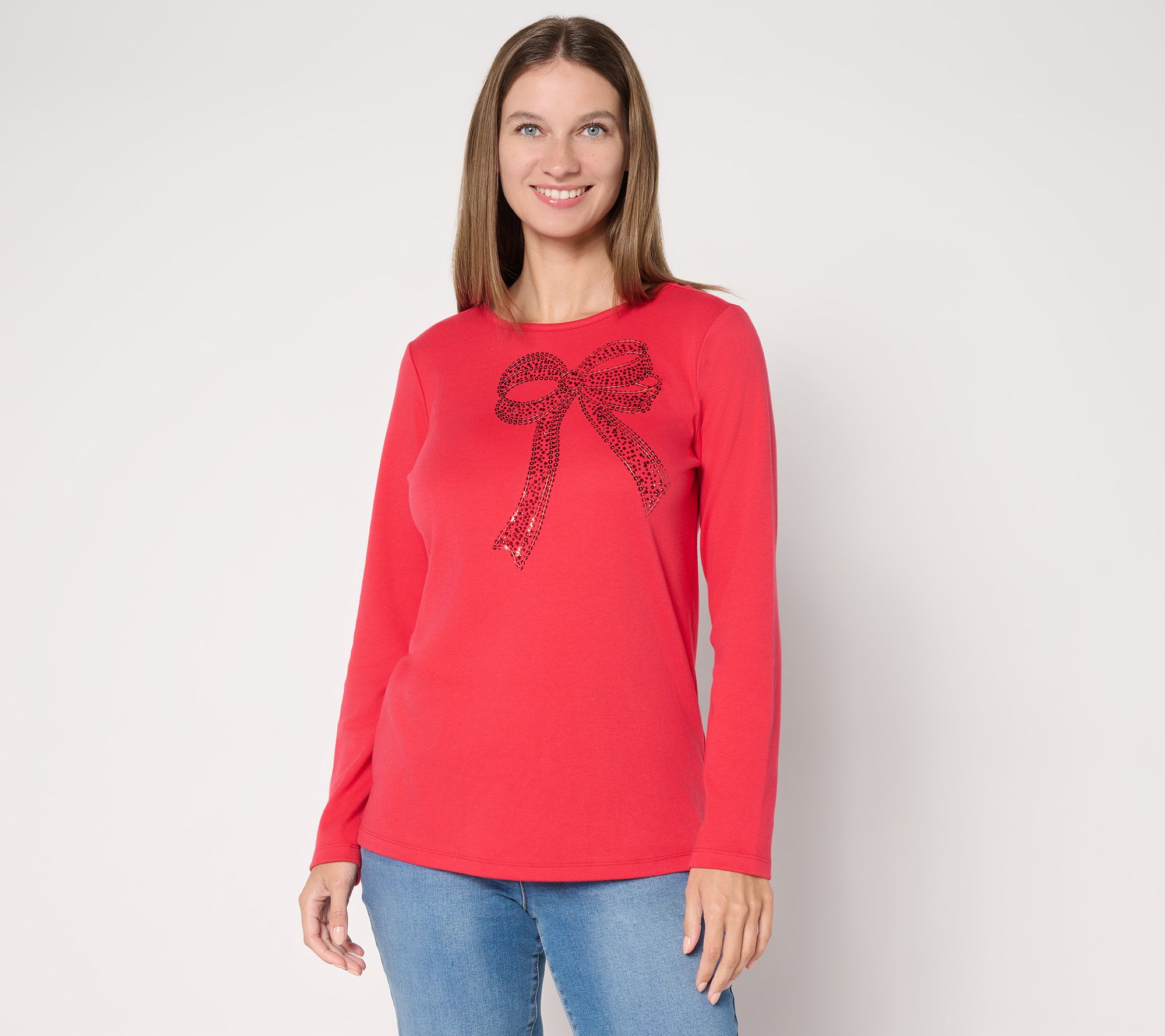 "As Is" Quacker Factory Bowlicious Long Sleeve Bateau Neck Top