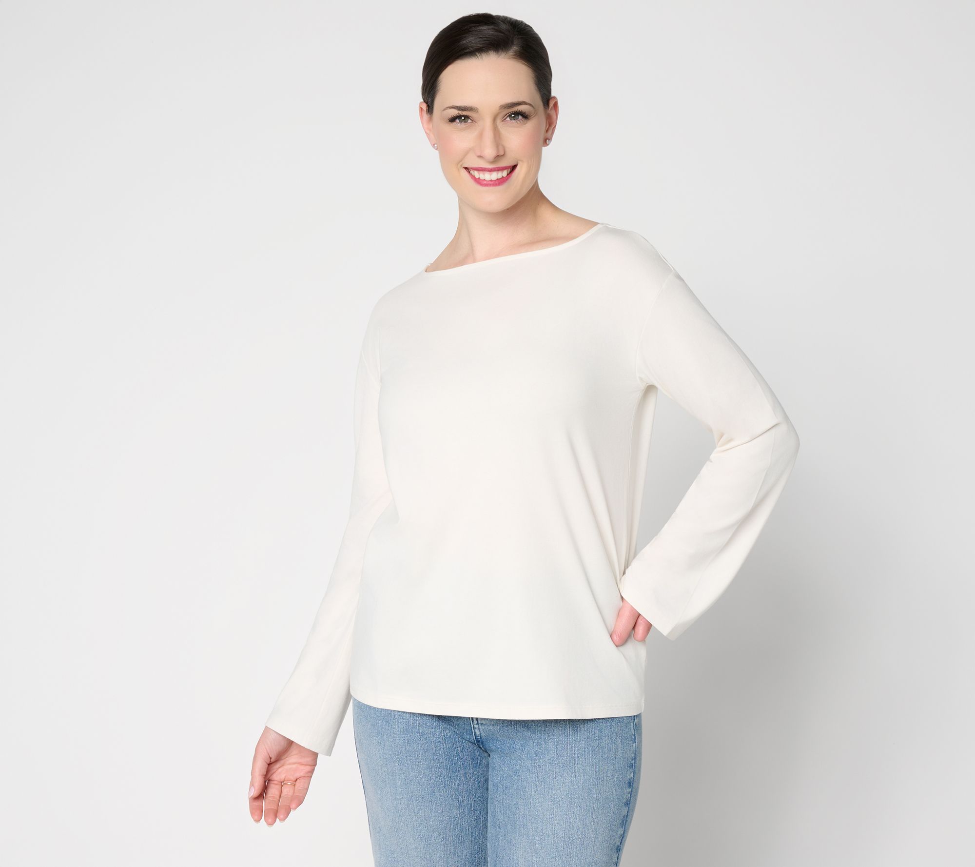 Me by Jennie Garth Long Sleeve Boatneck Top