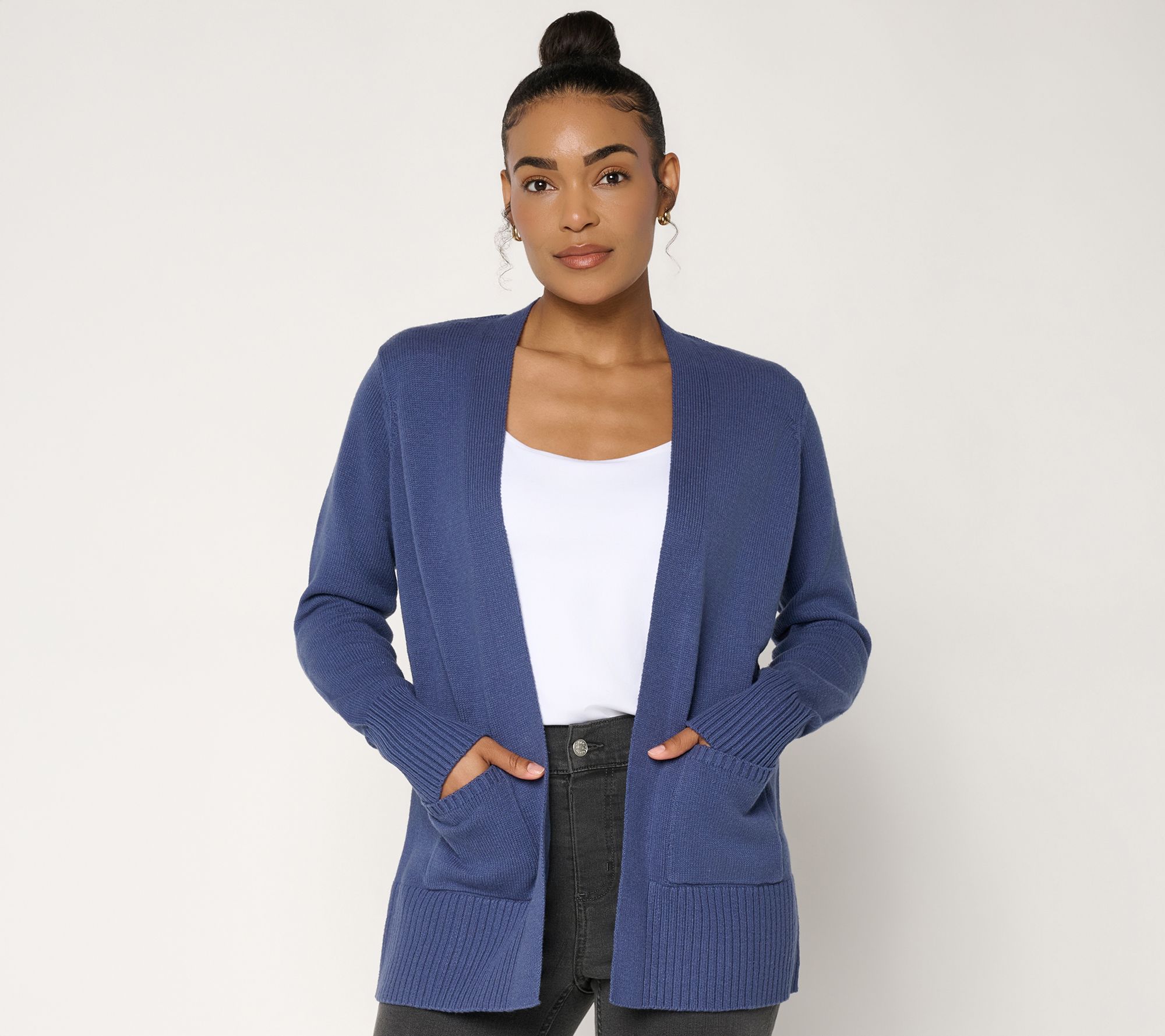 Denim & Co. Regular Open Front Sweater Cardigan