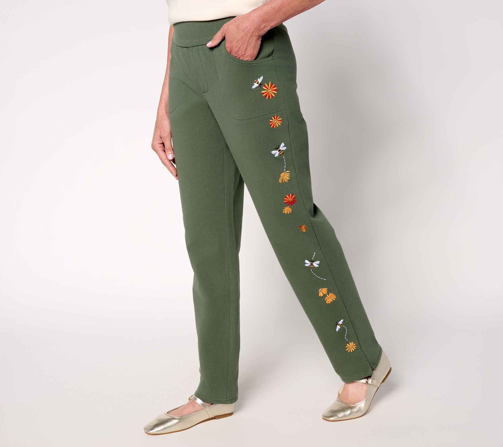 "As Is" Quacker Factory DreamJeannes Reg All A Buzz Straight Pants