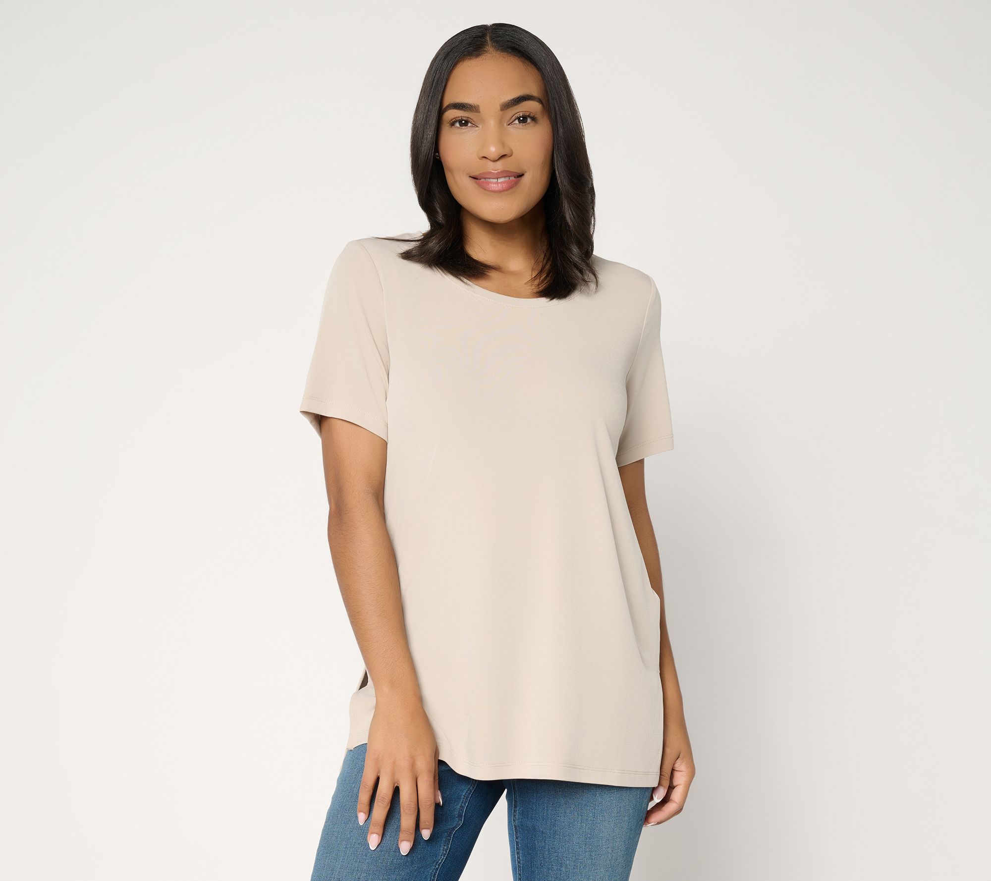 "As Is" Susan Graver Essenitals Reg. Liquid Knit U-Neck Tunic