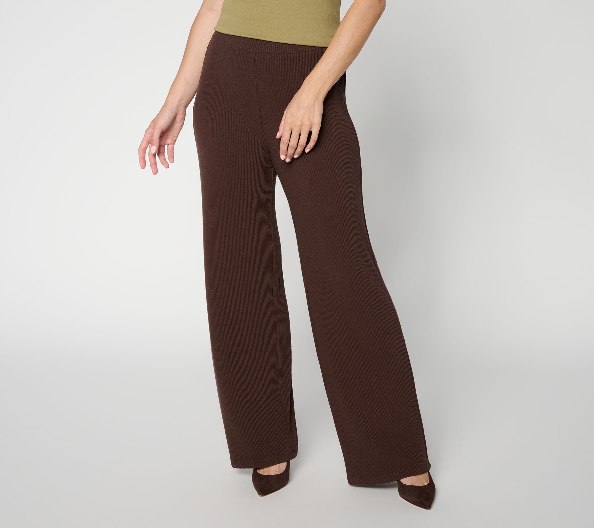 Dennis Basso Regular Rib Knit Pull-On Pant