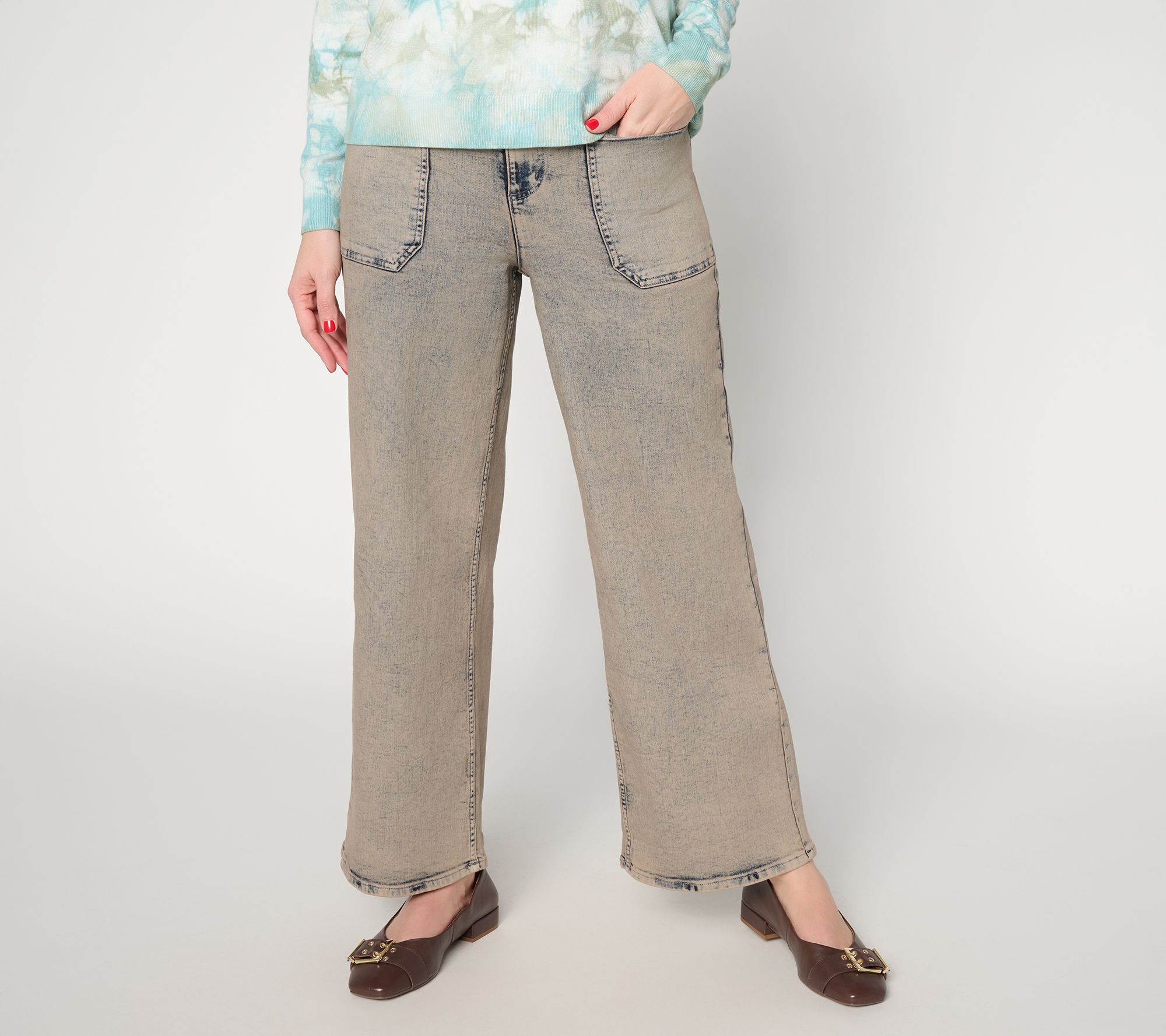 "As Is" LOGO by Lori Goldstein Reg Full Length Wide Leg Jeans