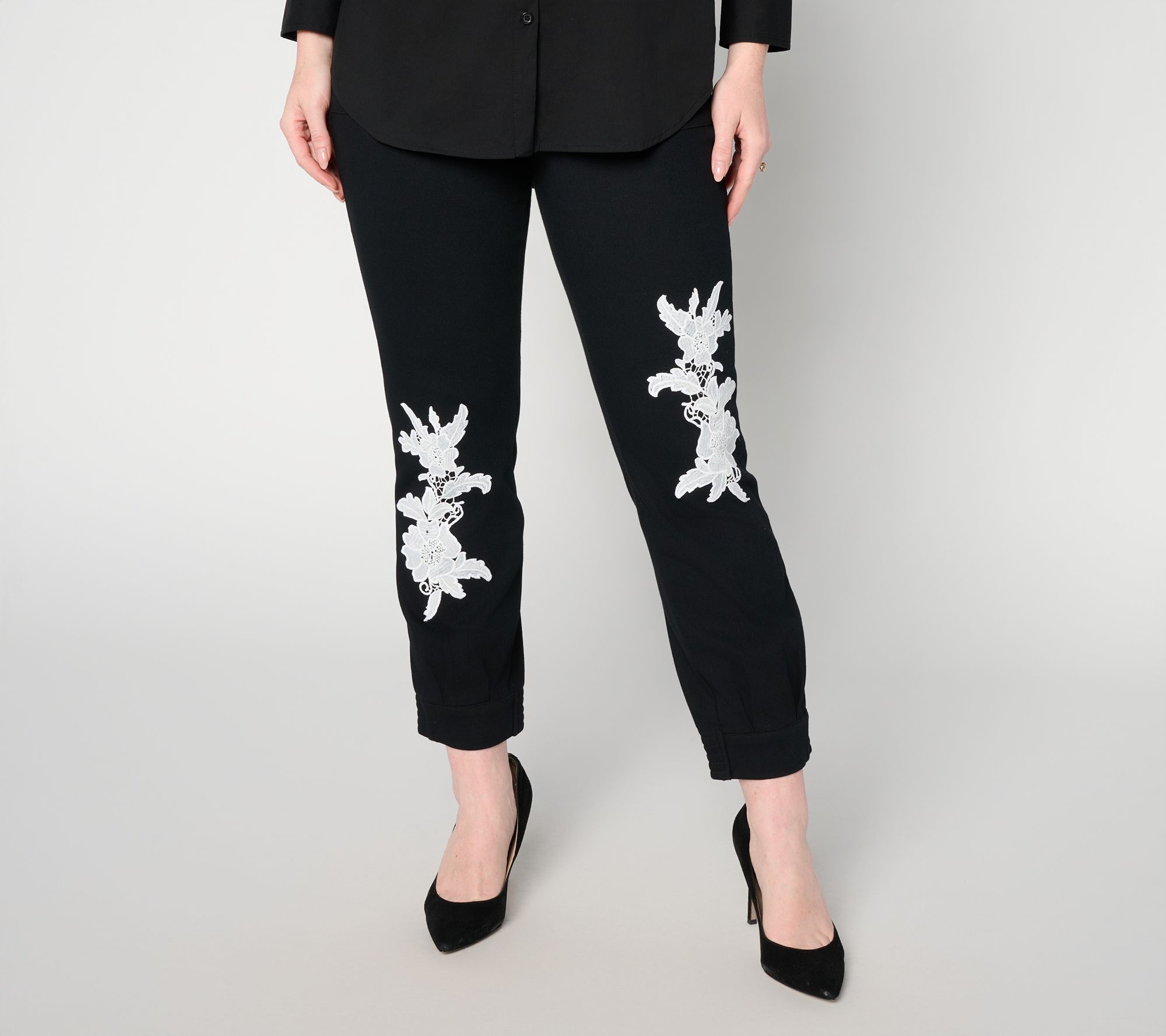"As Is" Women with Control Petite Twill Ankle Icon Jogger