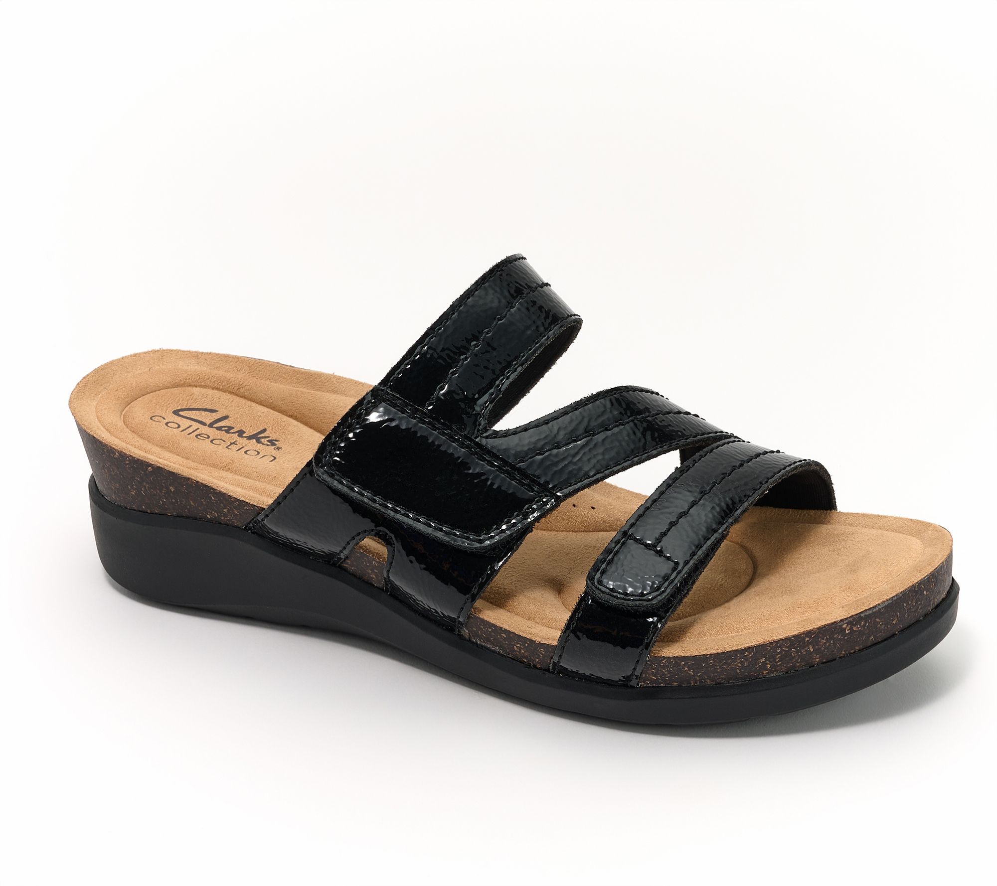 "As Is " Clarks Collection Leather Slide Sandals-Calenne Holly