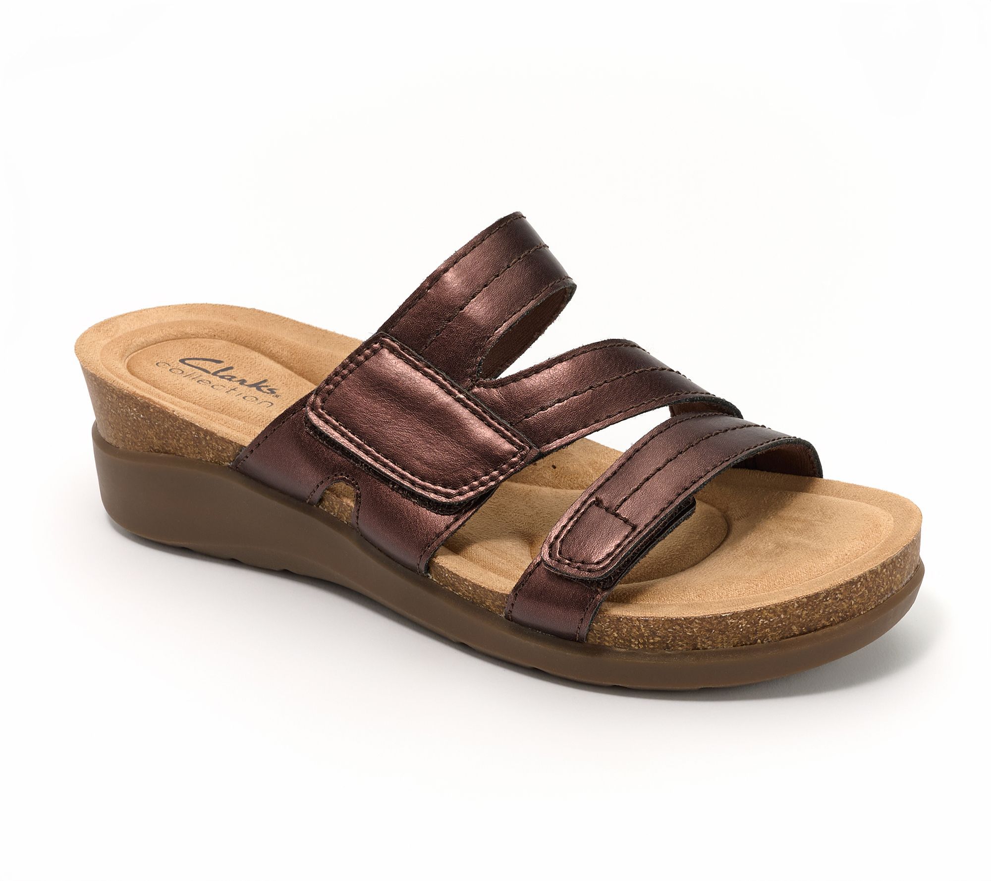 "As Is" Clarks Collection Leather Slide Sandals-Calenne Holly
