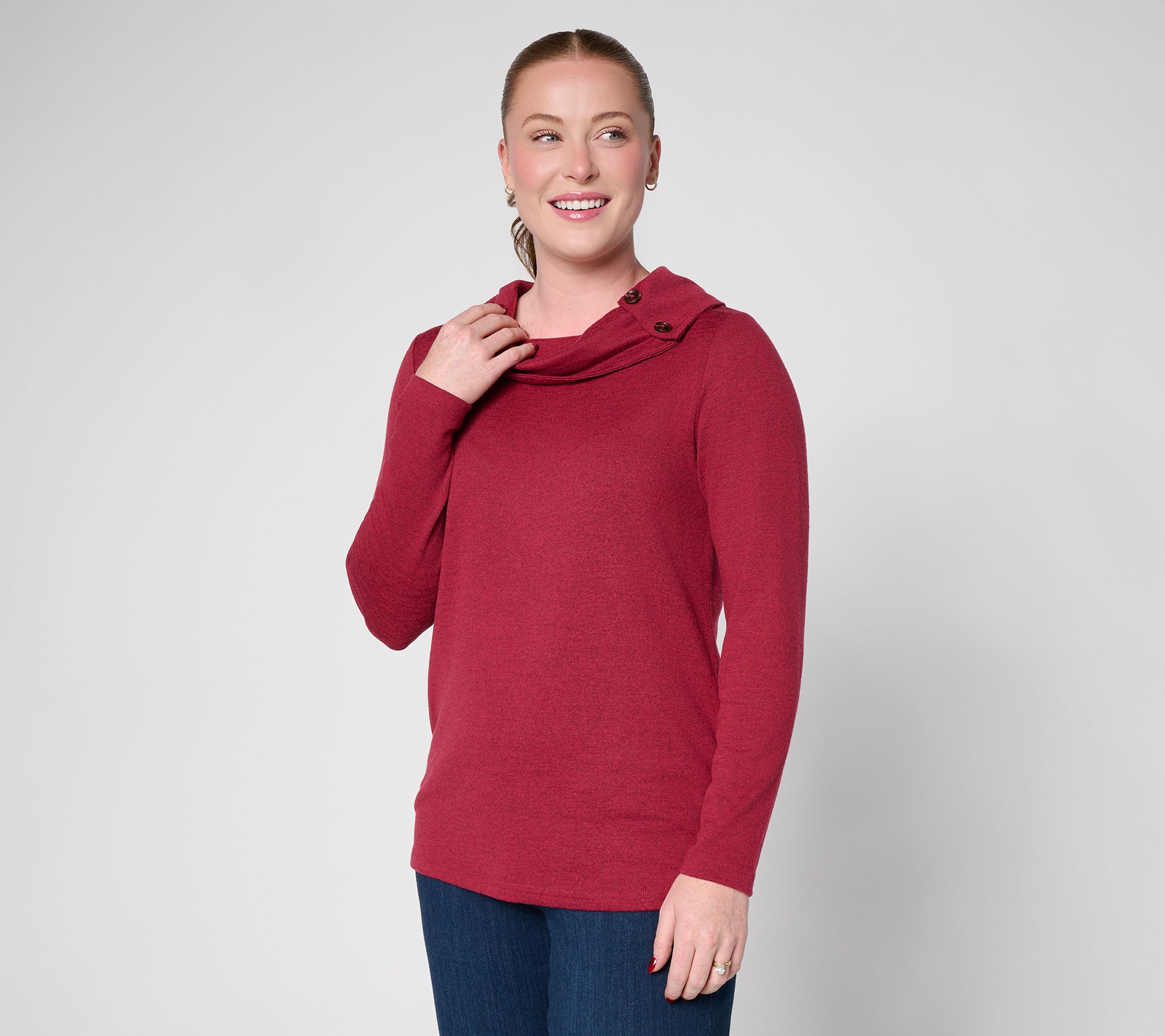 Denim & Co. Heavenly Jersey Long Sleeve Cowl Neck Top