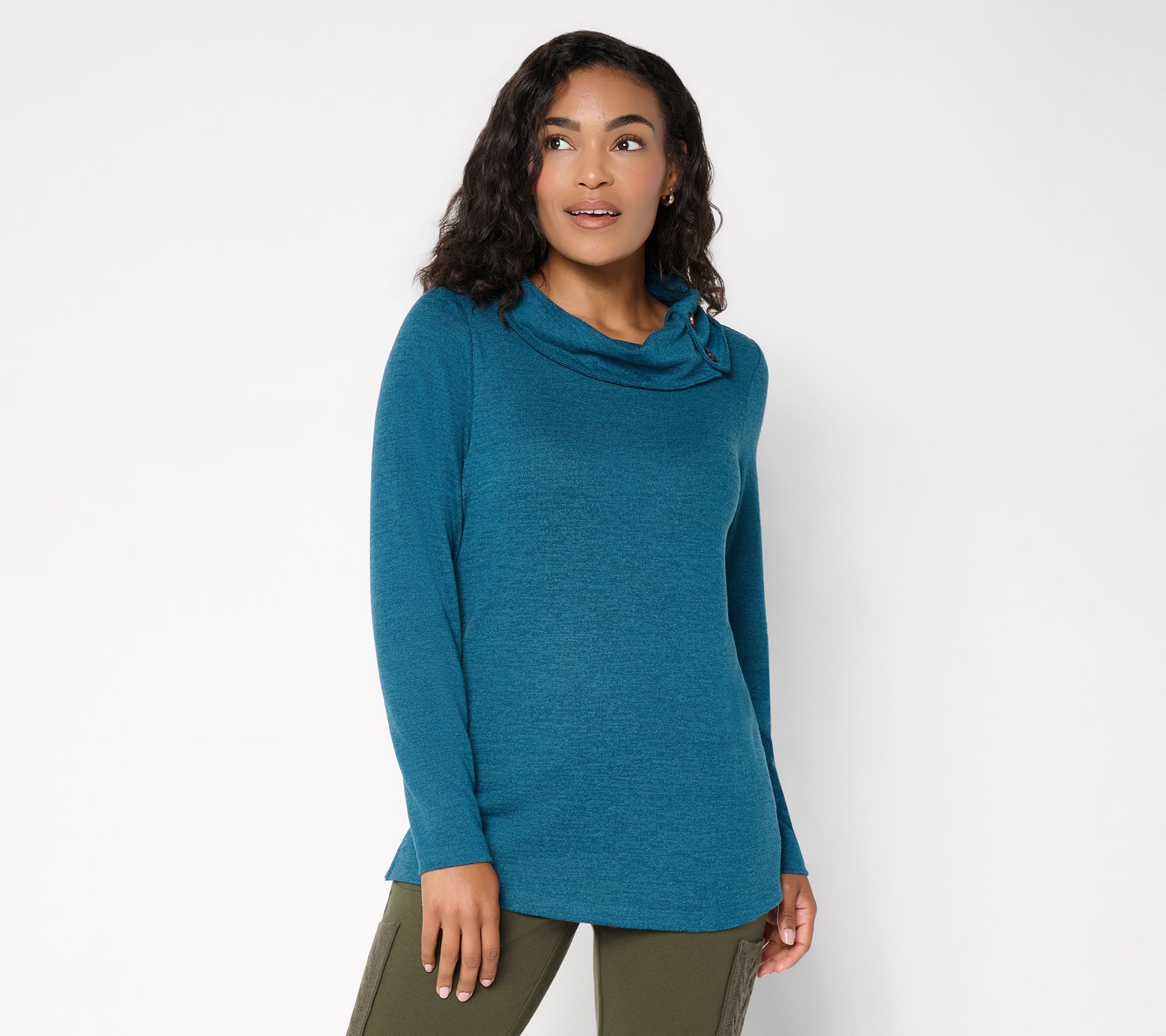 Denim & Co. Heavenly Jersey Long Sleeve Cowl Neck Top