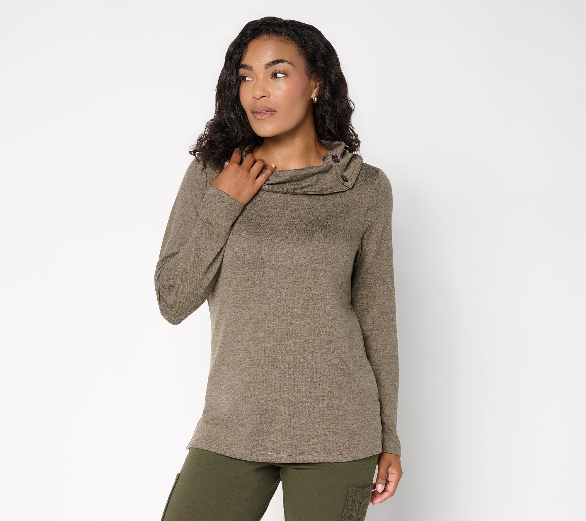 Denim & Co. Heavenly Jersey Long Sleeve Cowl Neck Top