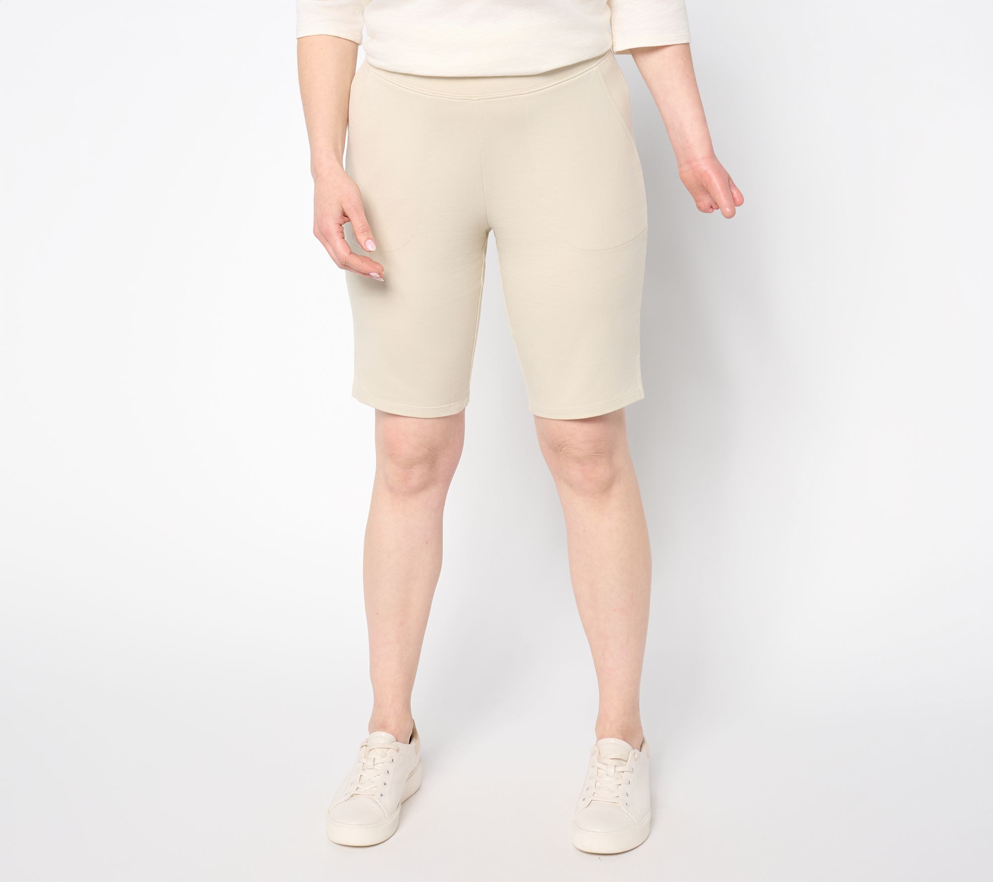 "As Is" Denim & Co. Petite EasyWear French Terry Bermuda Shorts