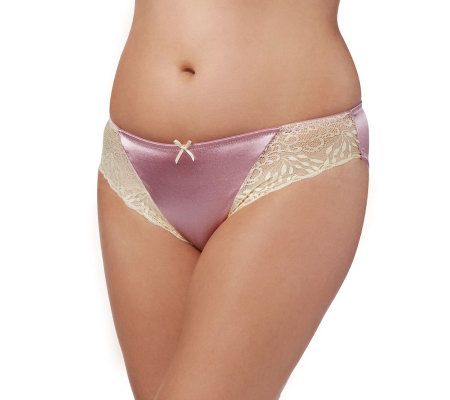Barely Breezies Satin and Lace Trim Brief Panty 