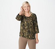 Linea by Louis Dell'Olio Camo Print Button Front Blouse - A351472