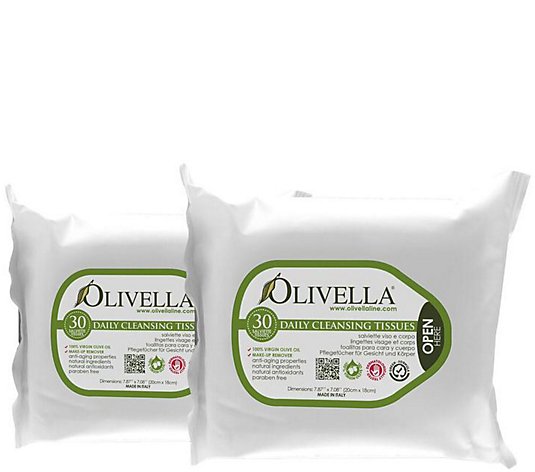 Olivella 30-Pack Daily Cleansing Tissues Set of2