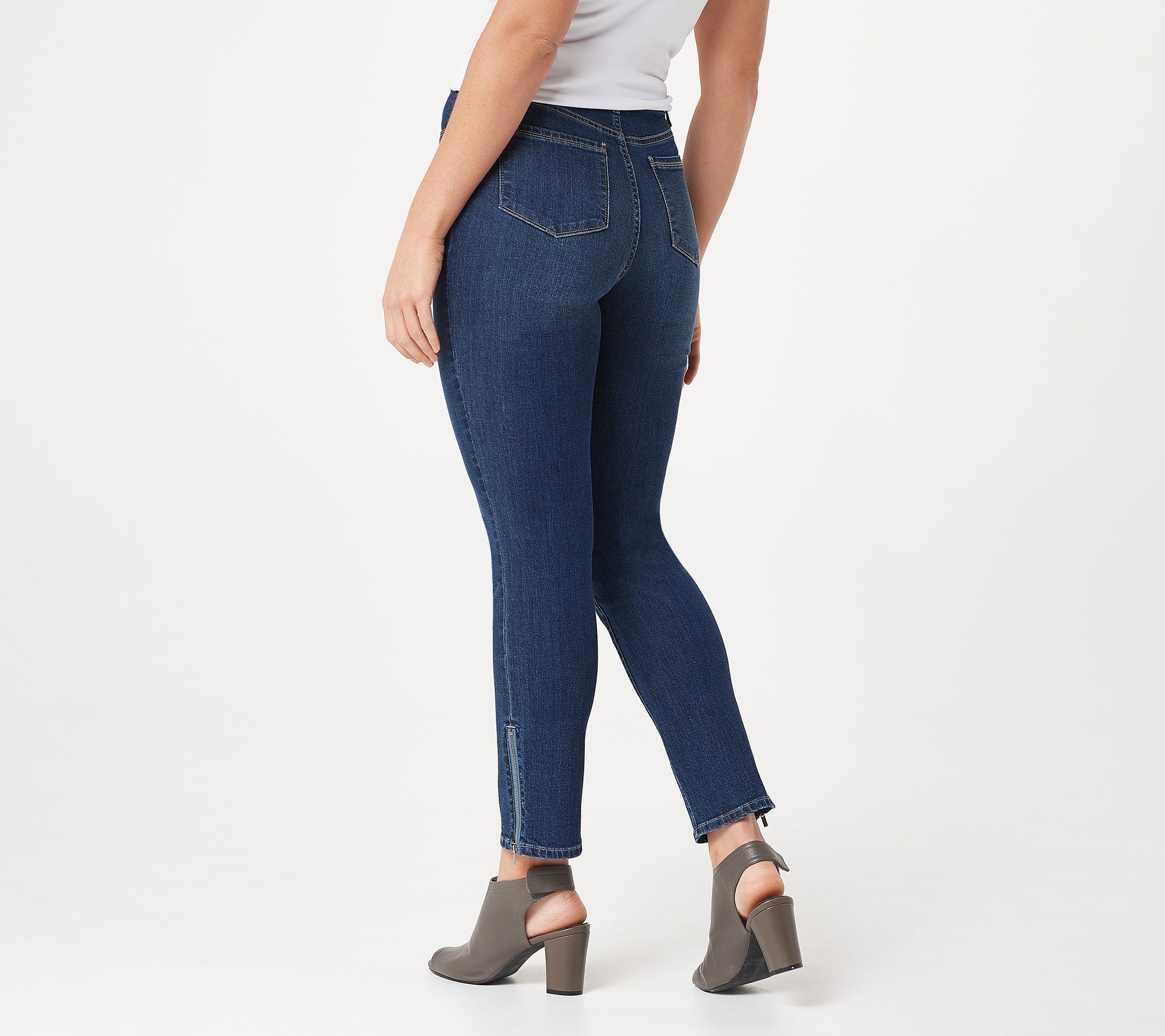 Susan Graver Regular High Stretch Denim Jeans w/ Zipper Detail - QVC.com