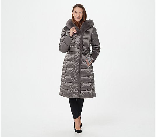 Centigrade Puffer Coat with Faux Fur Details
