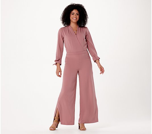 Lisa Rinna Collection Regular Solid Woven Jumpsuit