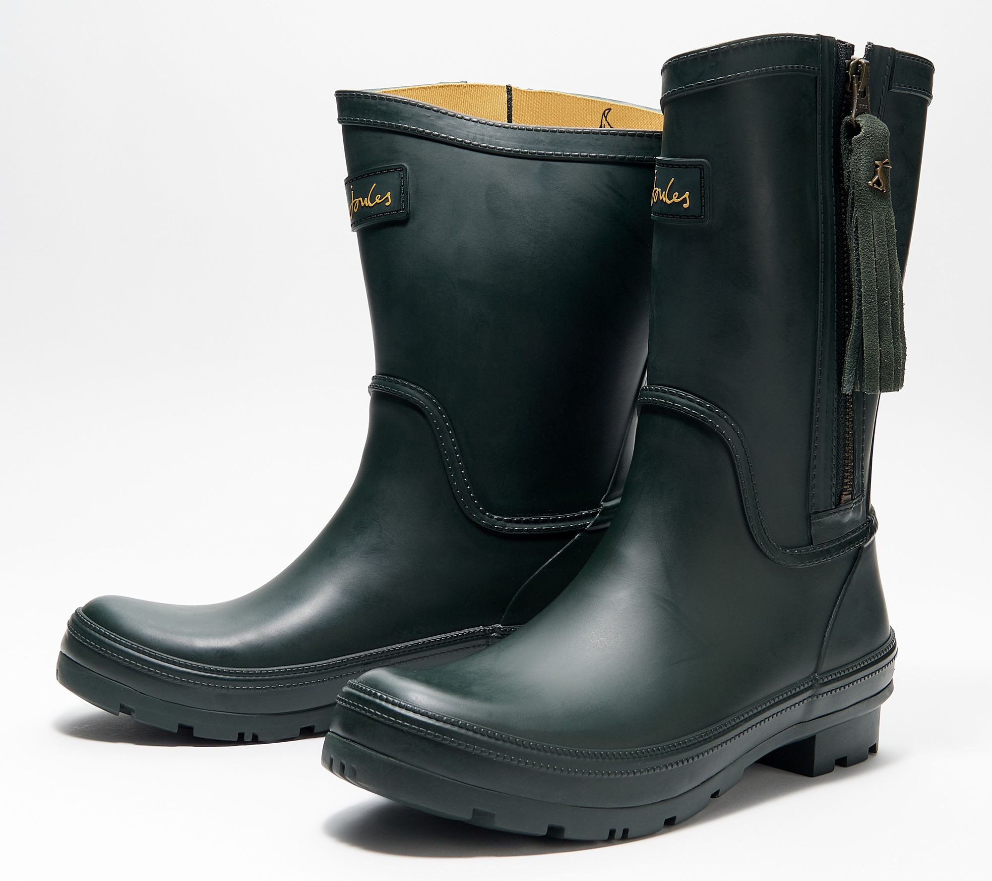 Joules Rubber Mid Boots - with Zipper - Rosalind - QVC.com