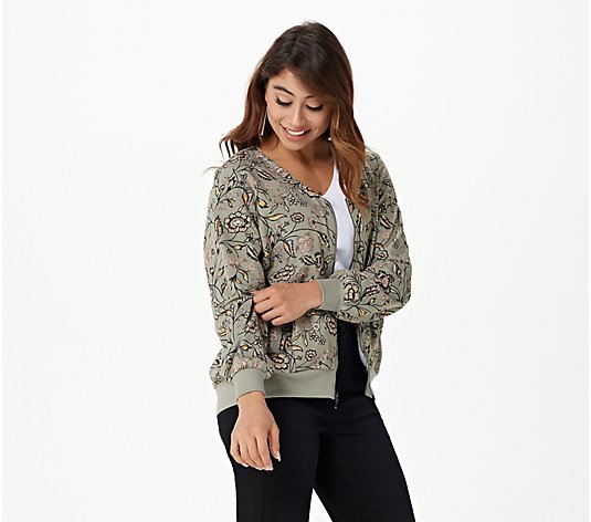 "As Is" The Muses Closet French Terry Zip-Front Jacket